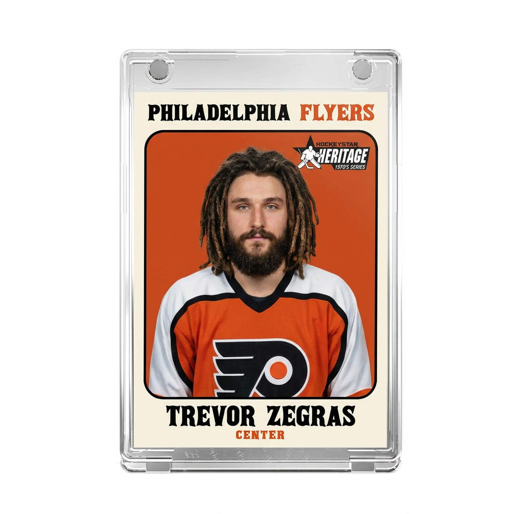 TREVOR ZEGRAS 1970\'S PARODY - LIMITED EDITION CUSTOM HOCKEY CARD #\'D /25