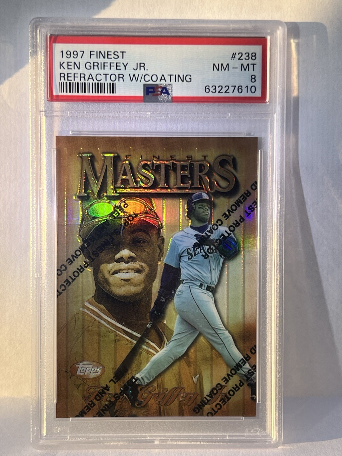 1997 Topps Finest Masters Ken Griffey Jr #238 Refractor w/ Coating PSA 8