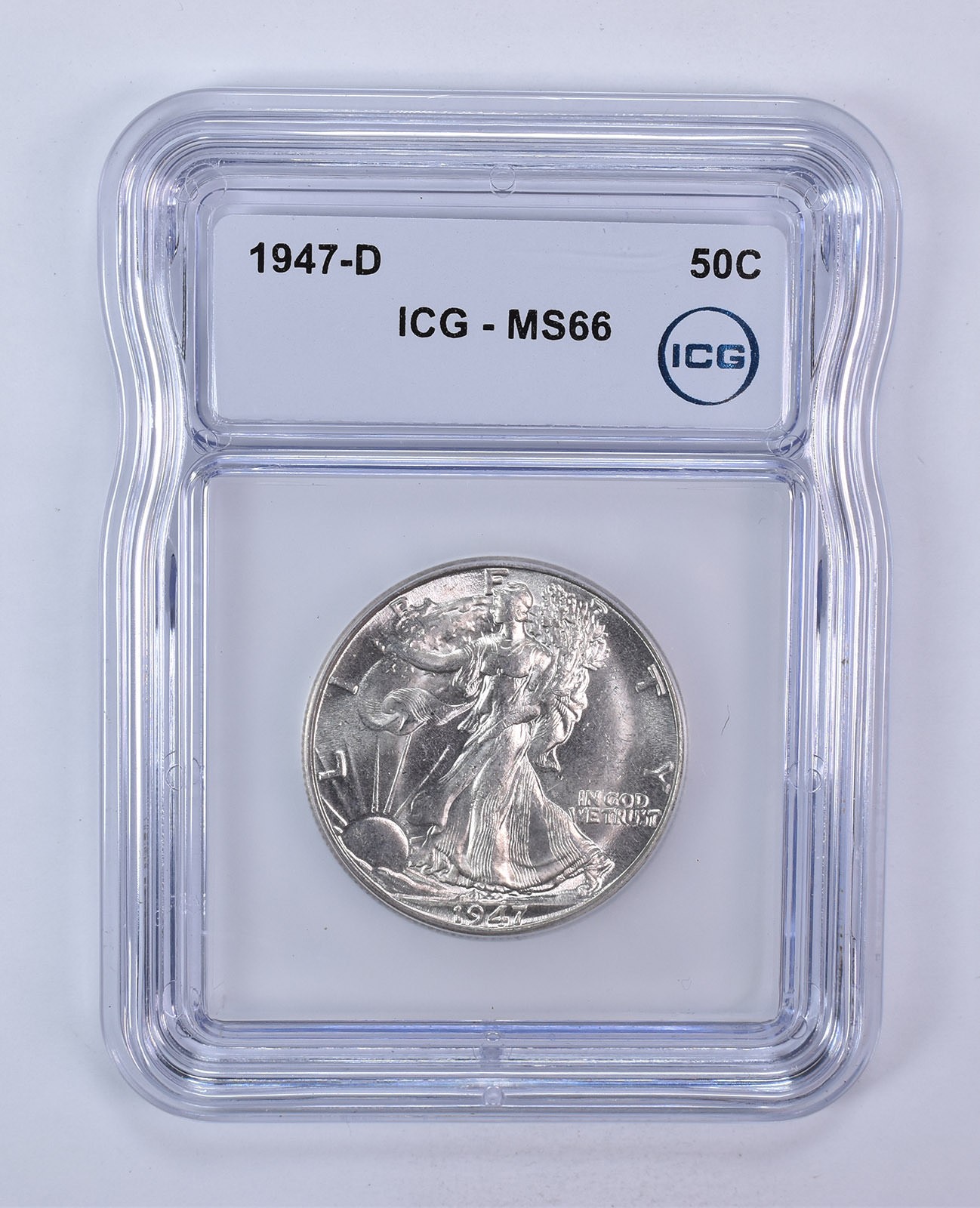 1947-D Walking Liberty Half Dollar MS66 ICG 1947-D Walking Liberty Half Dollar MS66 ICG