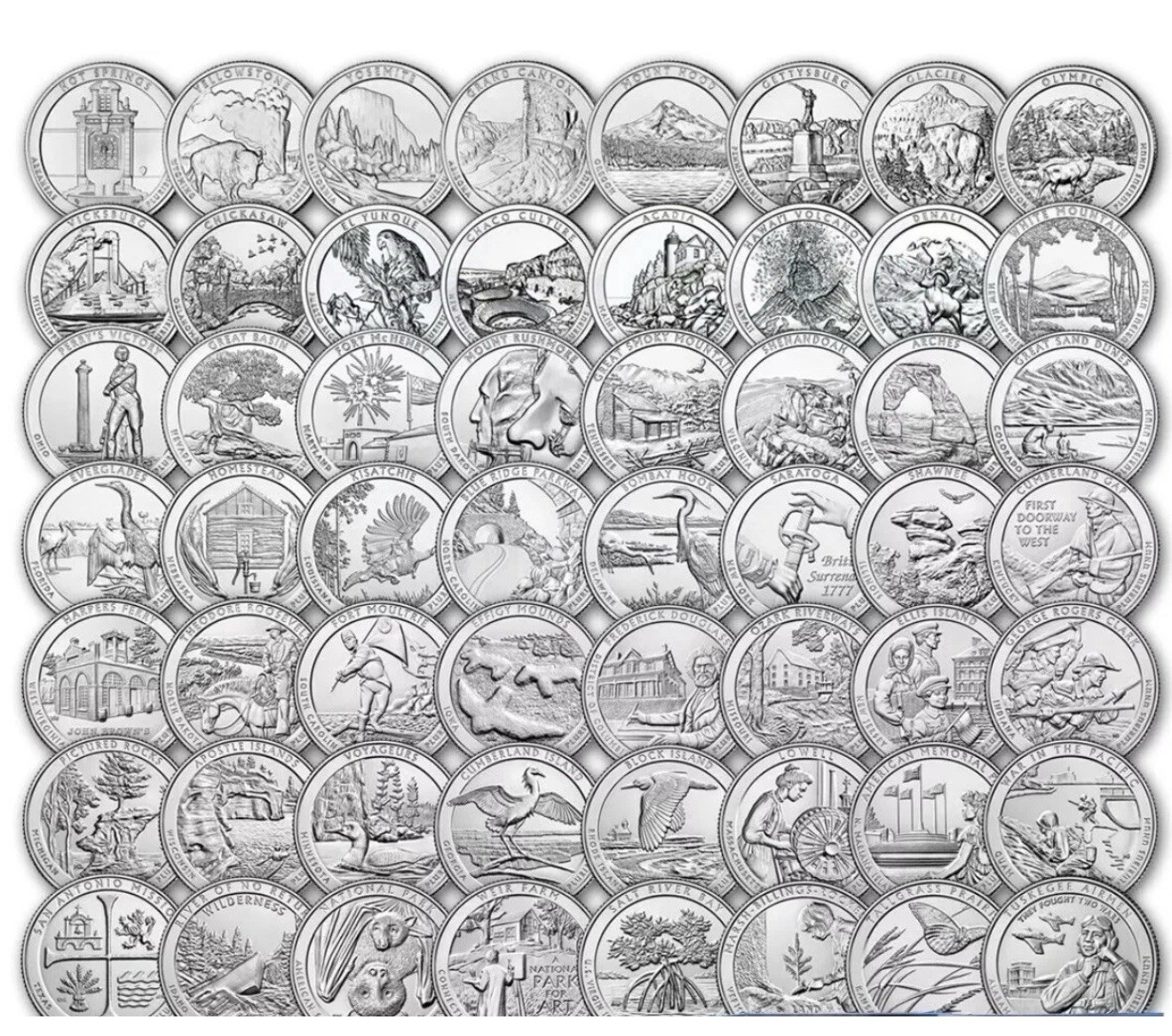 National Park Quarters Set Complete 2010 - 2021 P & D Mixed 25c With Free Book National Park Quarters Set Complete 2010 - 2021 P & D Mixed 25c With Free Book