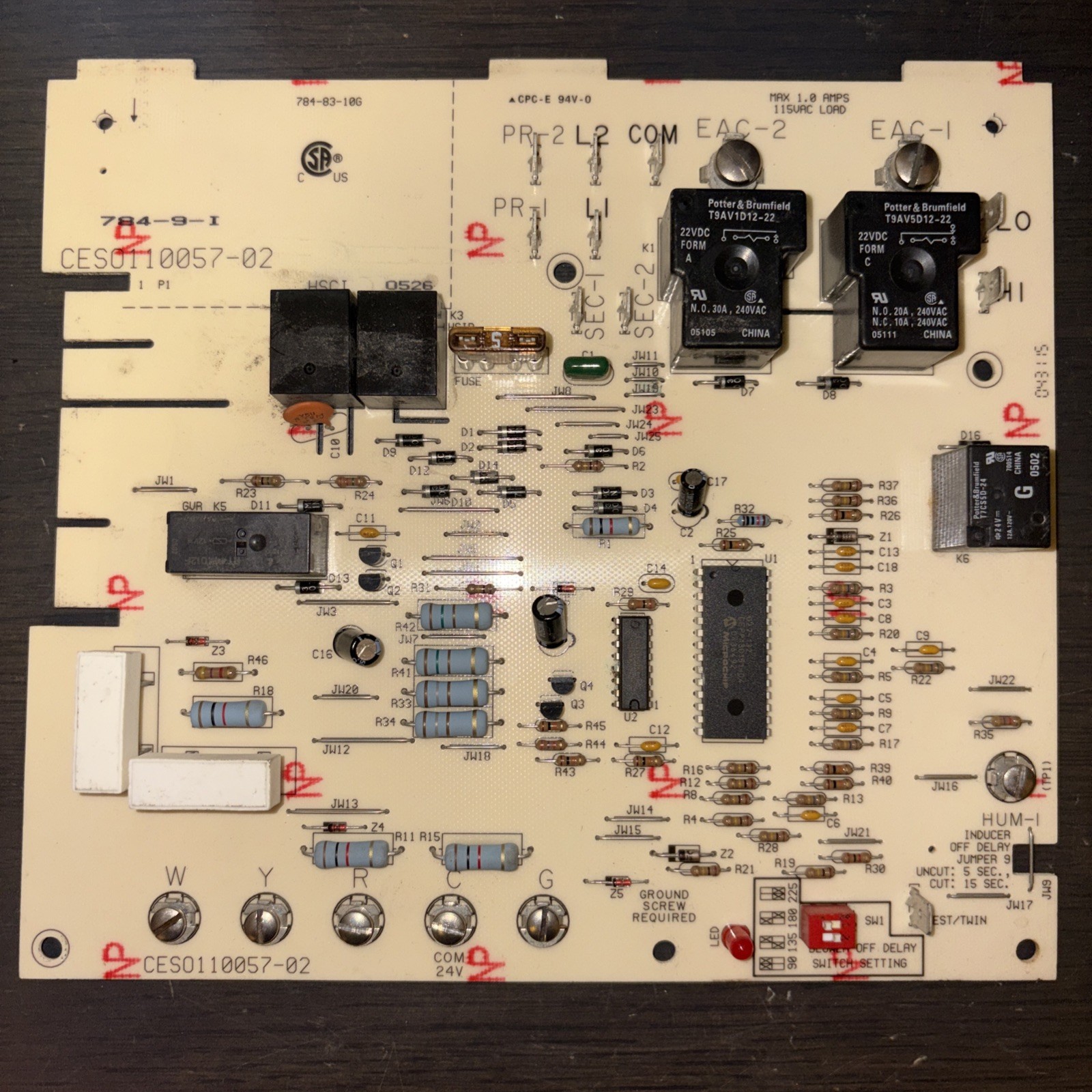 Carrier Bryant Payne CES0110057-02 Furnace Control Circuit Board CESO110057-02 Carrier Bryant Payne CES0110057-02 Furnace Control Circuit Board CESO110057-02