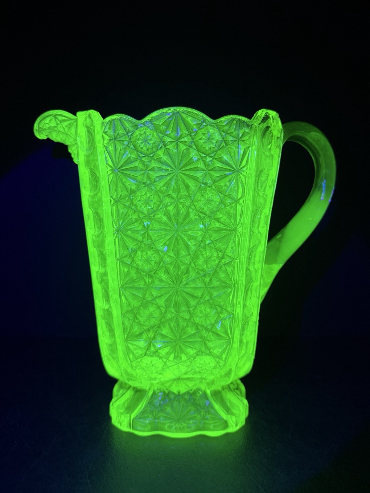 HTF Antique Adams Glass Vaseline Daisy And Button Square Pitcher ca. 1880-1910 HTF Antique Adams Glass Vaseline Daisy And Button Square Pitcher ca. 1880-1910
