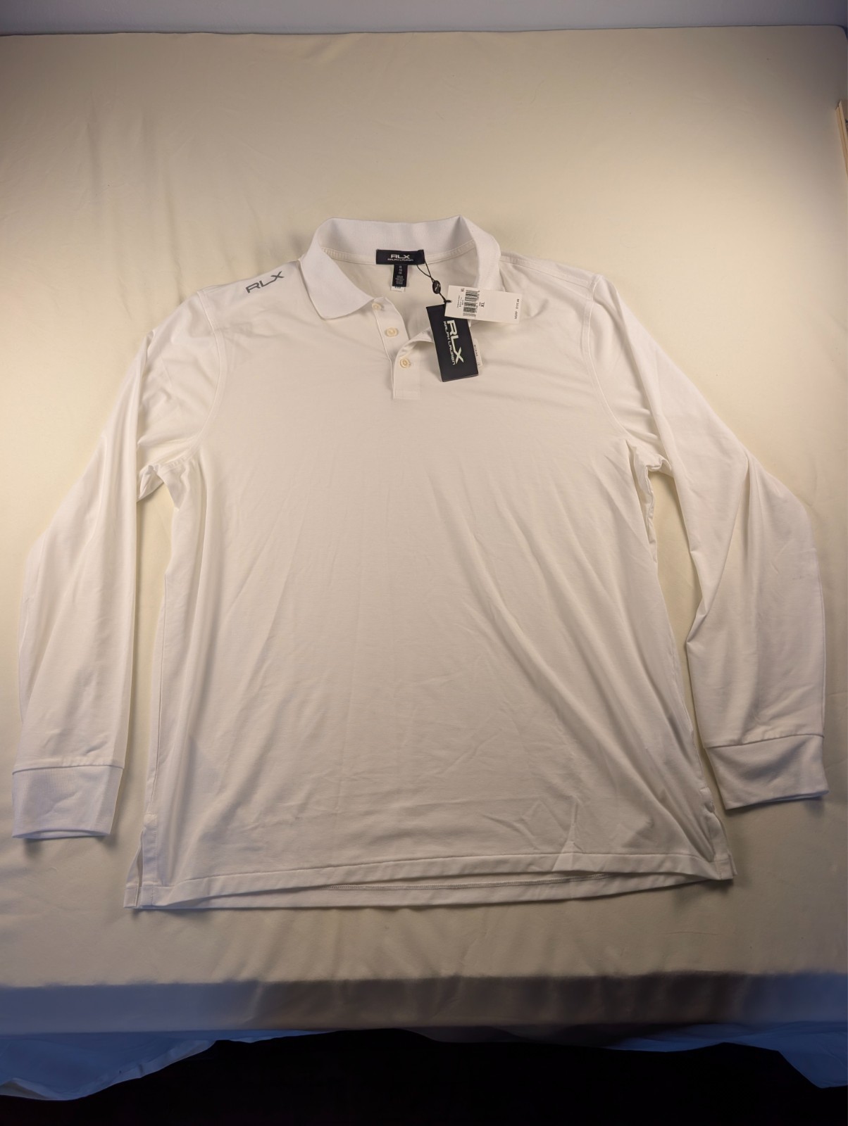 NWT RLX Ralph Lauren Men\'s XL White Long Sleeve Golf Polo Shirt Moisture Wicking NWT RLX Ralph Lauren Men\'s XL White Long Sleeve Golf Polo Shirt Moisture Wicking