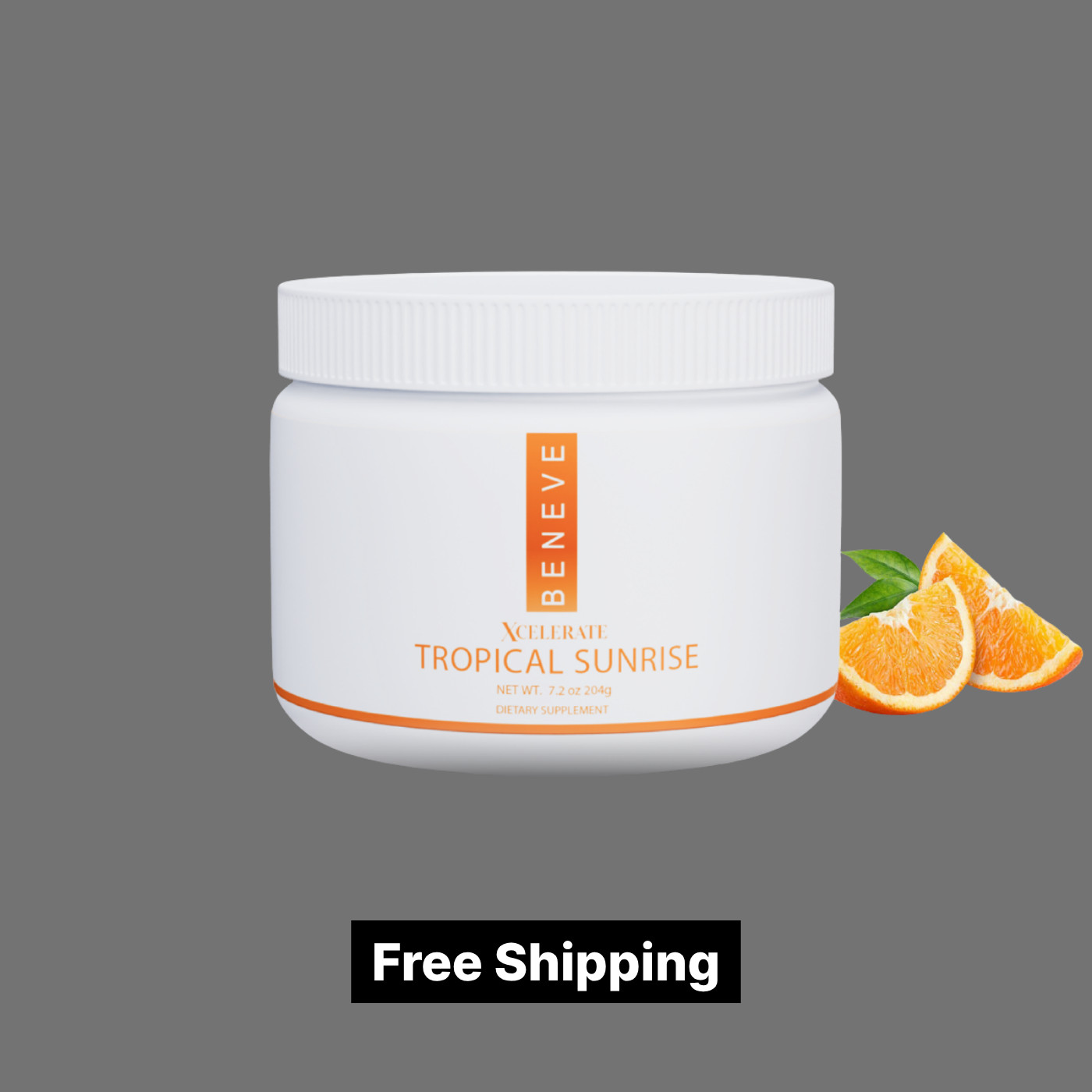 Beneve Xcelerate Tropical Sunrise Energy Powder Tub 7.2 oz - 204g 30 Servings