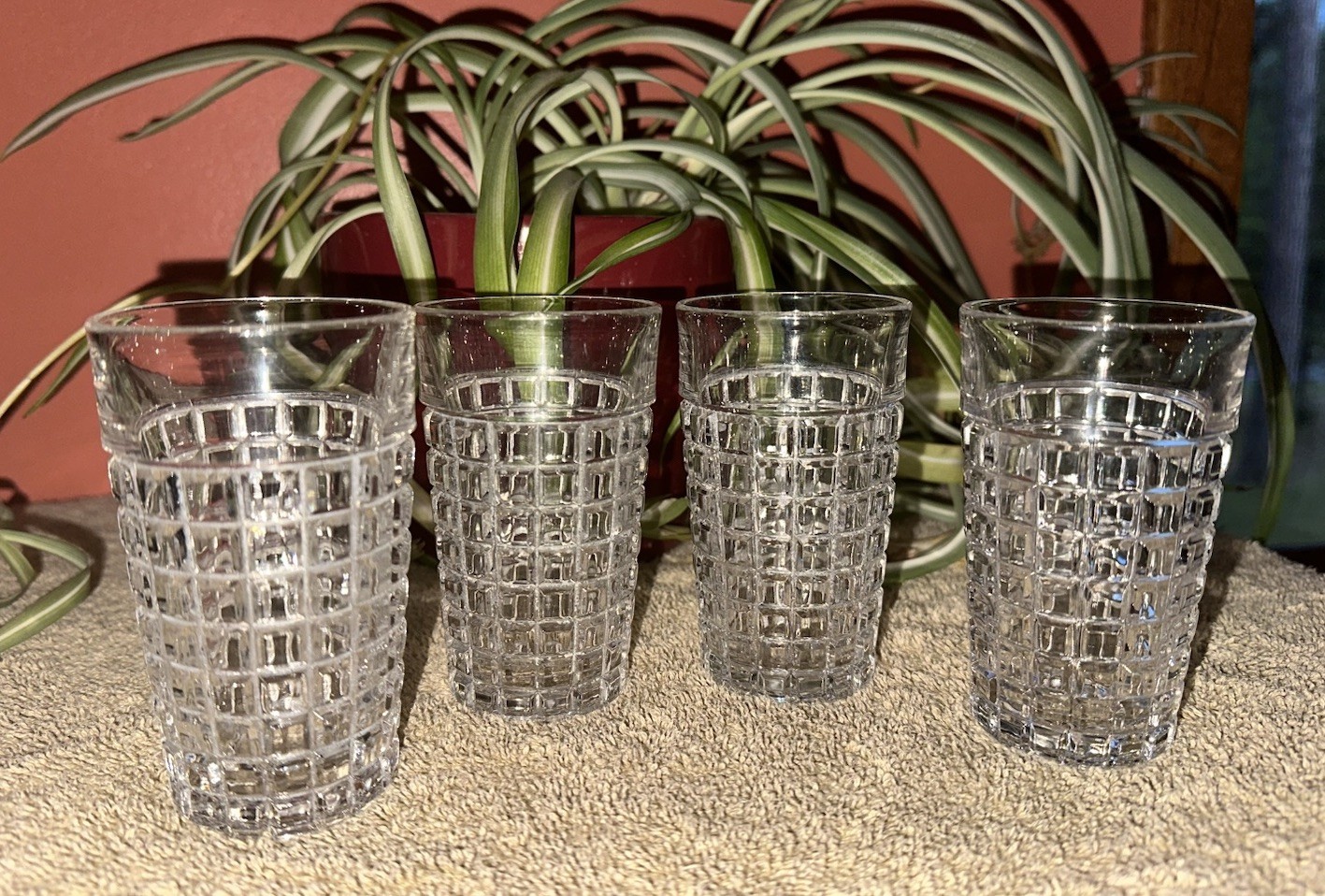 Vintage Heisey Clear Pressed Block Pattern Set Of 4 - 4” Juice Glasses