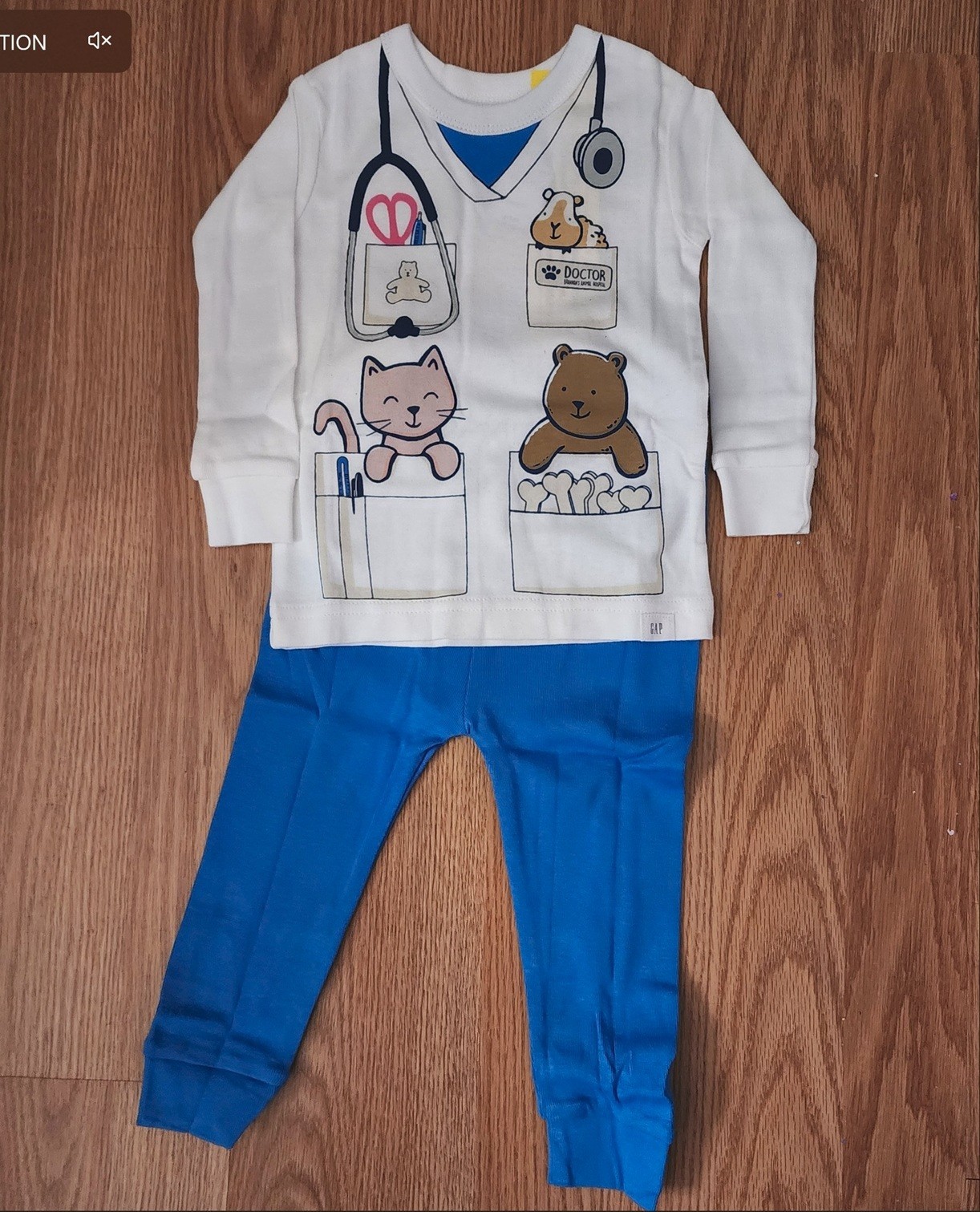 Baby GAP Veterinarian Costume 100% Cotton Pajamas 2 piece Toddler Unisex NWT