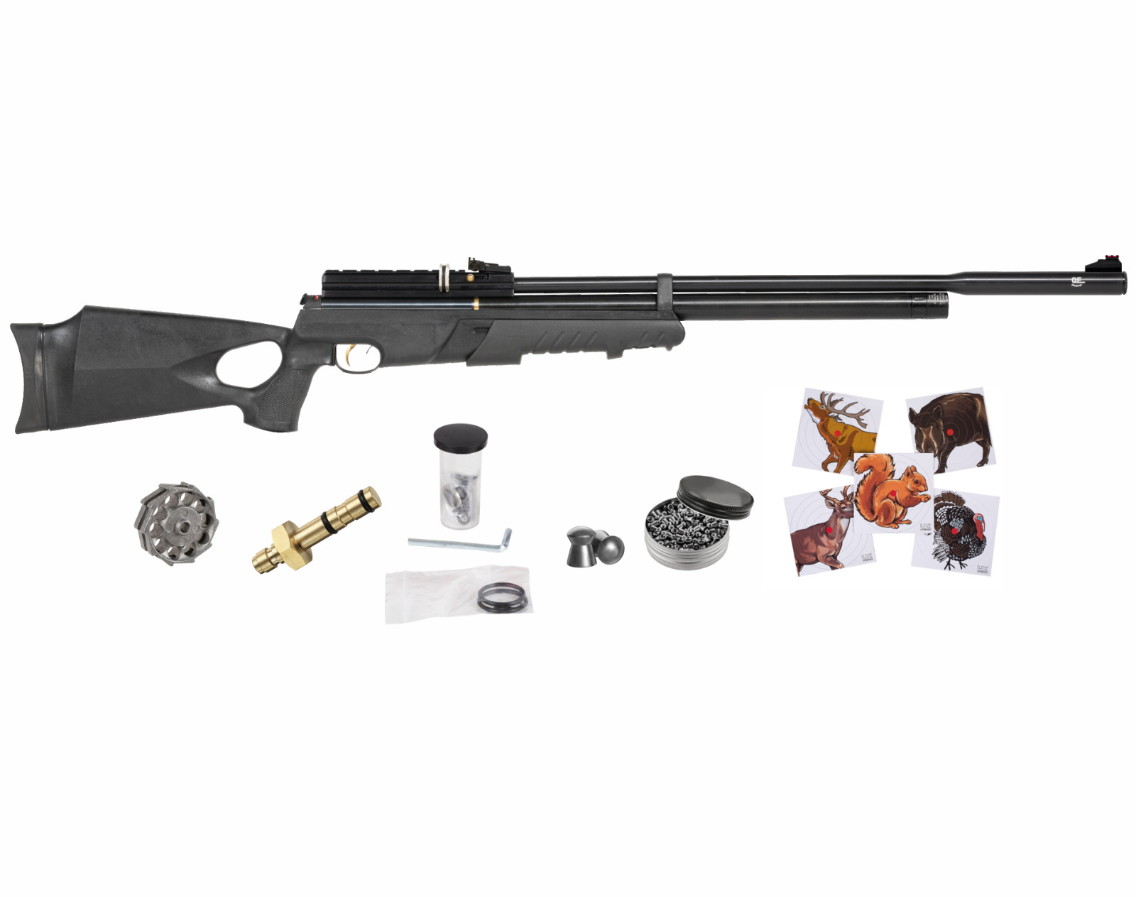 Hatsan AT44PA10 Pump Long QES .25 Cal Air Rifle with Targets and Pellets Bundle