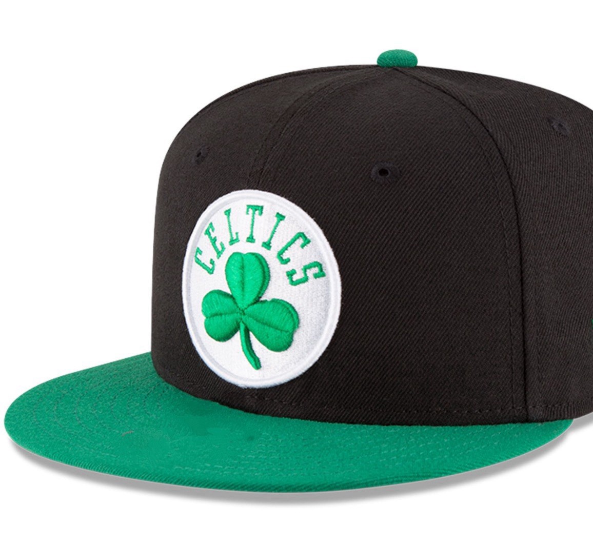 Boston Celtics Snapback Hat Black Green Embroidered Clover Logo Adjustable Fit