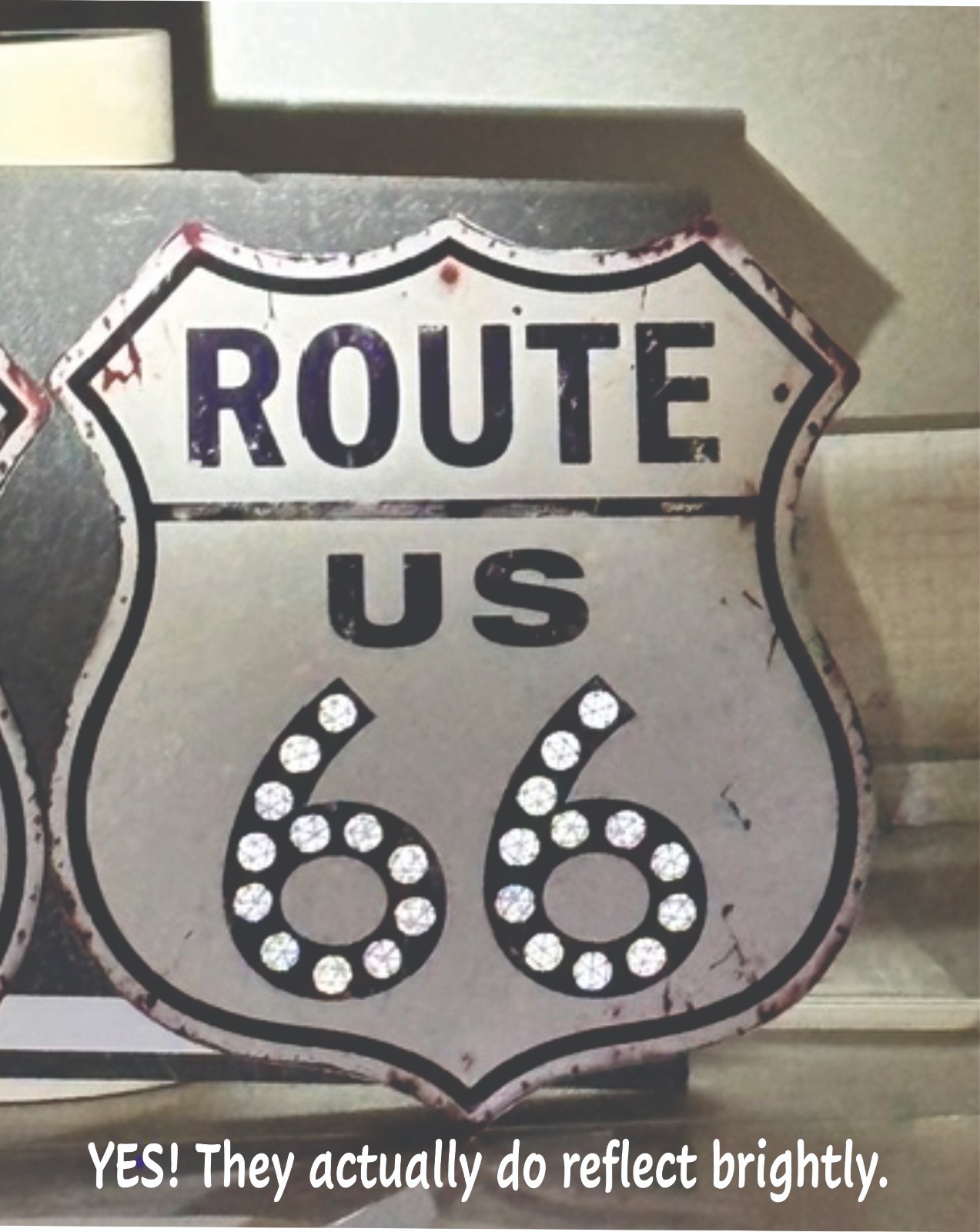 Retro Route 66 weathered road Sign 10x12  Replica 40s, 50s with Faux 