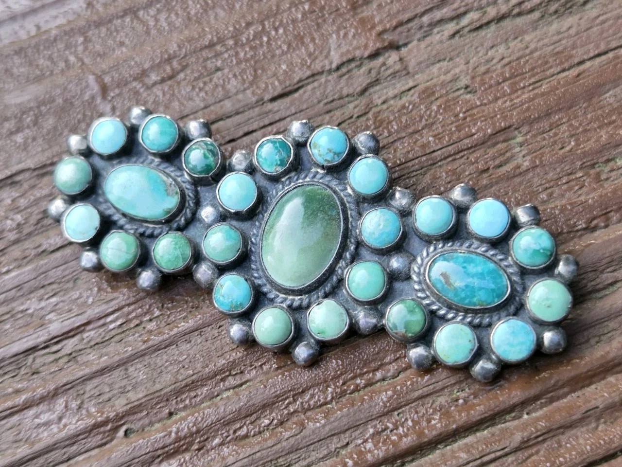 Vintage Large Silver Turquoise Brooch Zuni Vintage Large Silver Turquoise Brooch Zuni