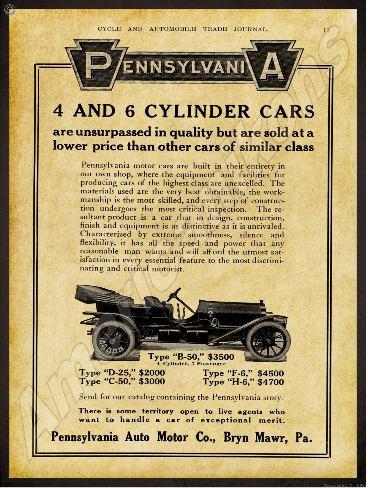 1911 Pennsylvania Auto Motor Cars NEW Metal Sign 24\