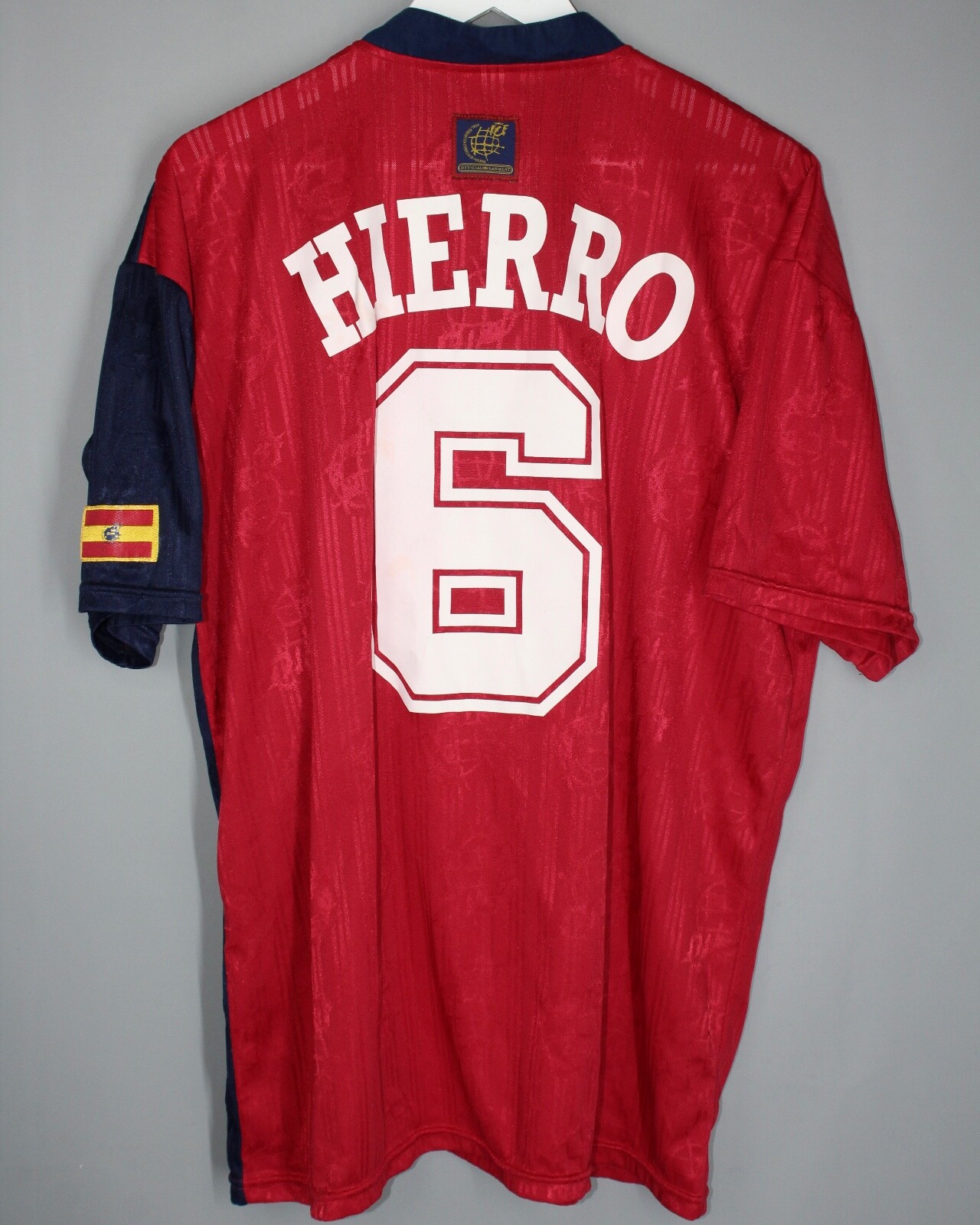 SPAIN NATIONAL TEAM 1996 1997 1998 HOME FOOTBALL SHIRT ADIDAS JERSEY #6 HIERRO SPAIN NATIONAL TEAM 1996 1997 1998 HOME FOOTBALL SHIRT ADIDAS JERSEY #6 HIERRO