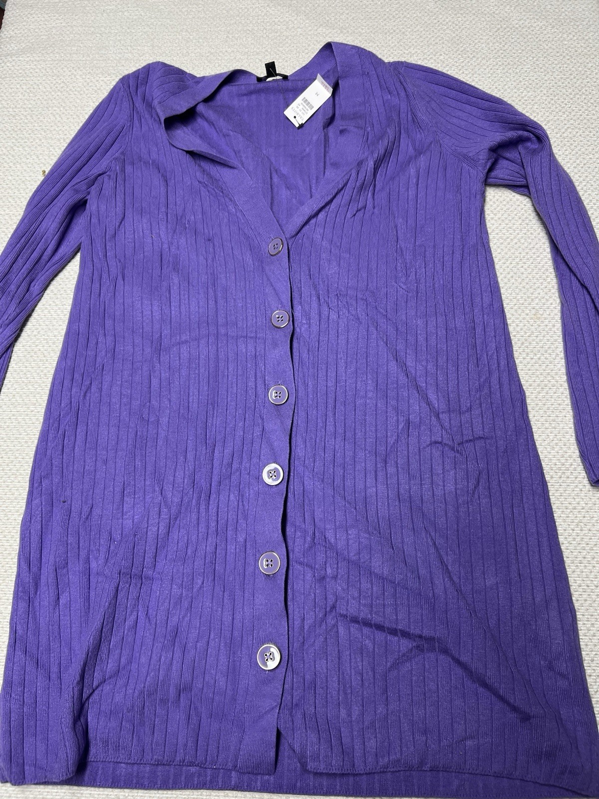Talbots Women’s M Purple Ribbed Button Front Cardigan Sweater NWT $119 Talbots Women’s M Purple Ribbed Button Front Cardigan Sweater NWT $119