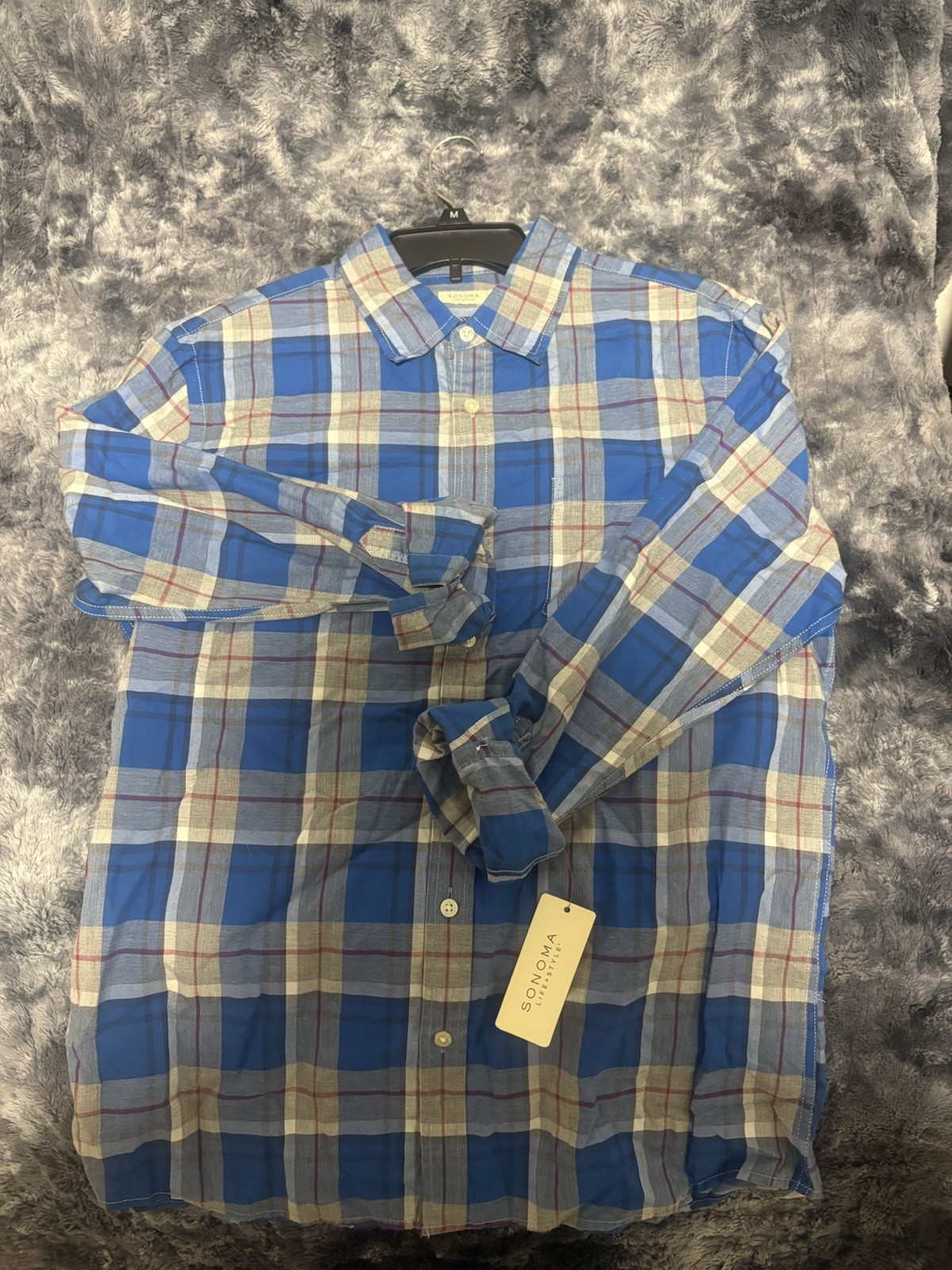 Sonoma Life + Style Men’s Plaid Button‑Down Shirt Size M Casual Classic