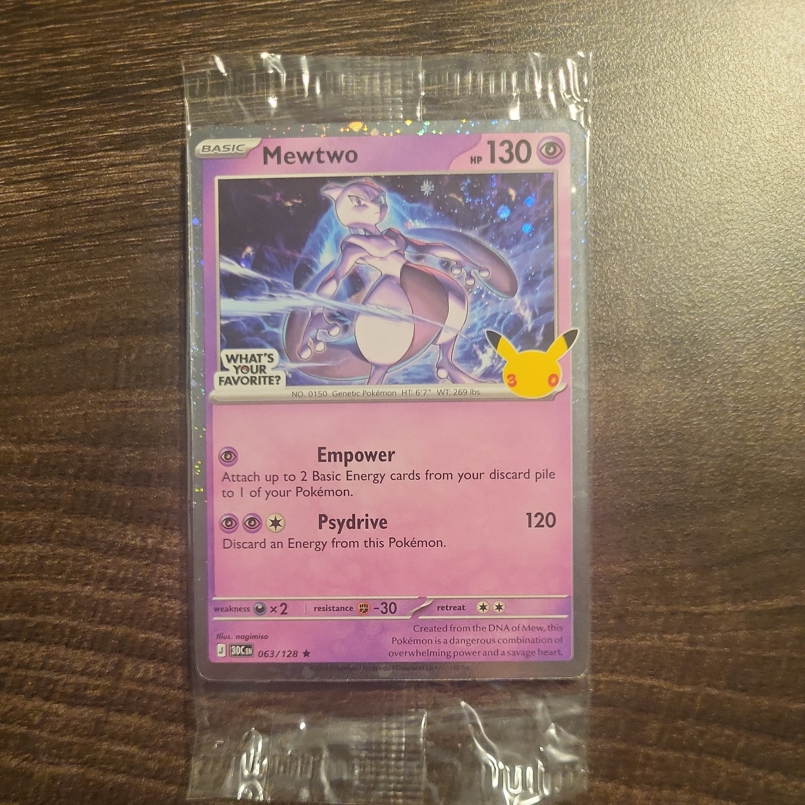 Pokemon TCG Mewtwo 063/128 30th Anniversary “What’s Your Favorite?” Sealed Promo Pokemon TCG Mewtwo 063/128 30th Anniversary “What’s Your Favorite?” Sealed Promo