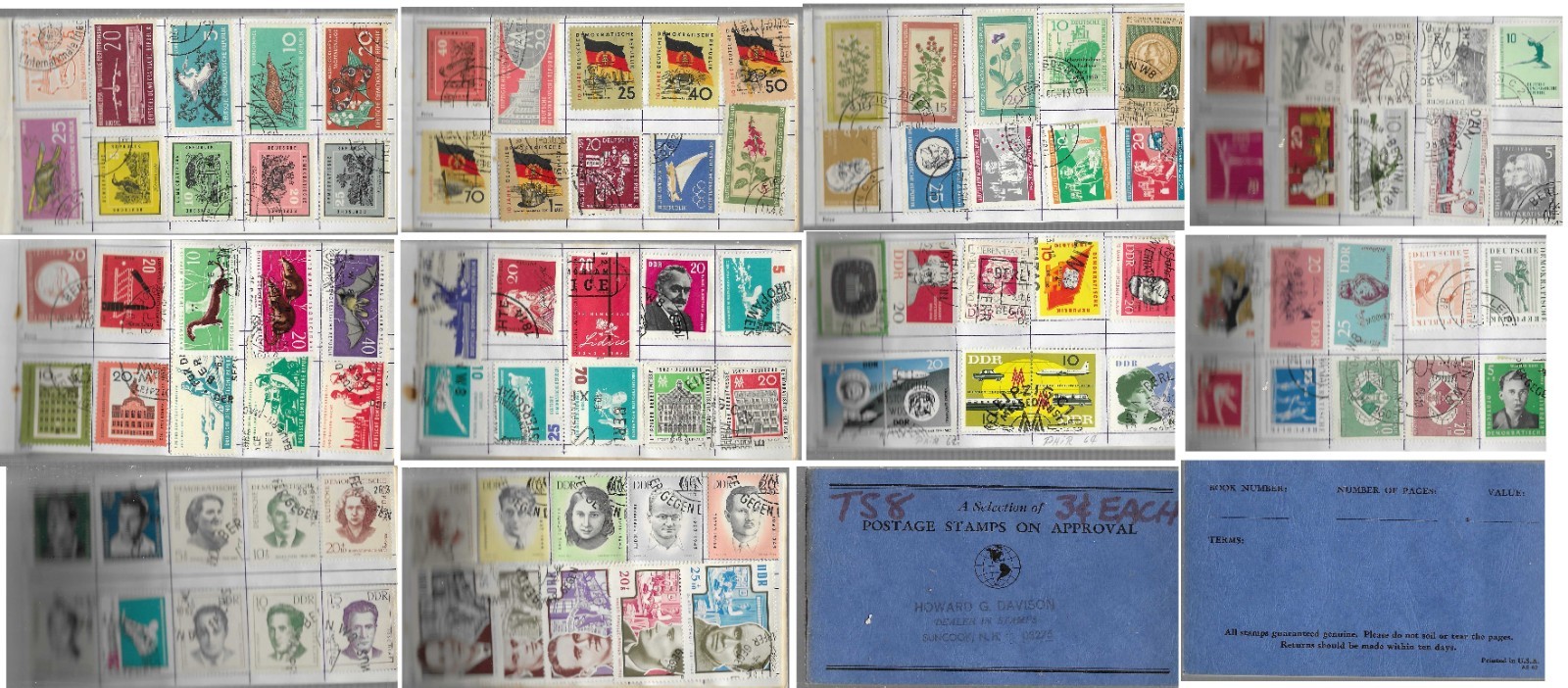 DDR 1959-1964. 100 stamps in an old dealer\'s approval album (U, see scans).