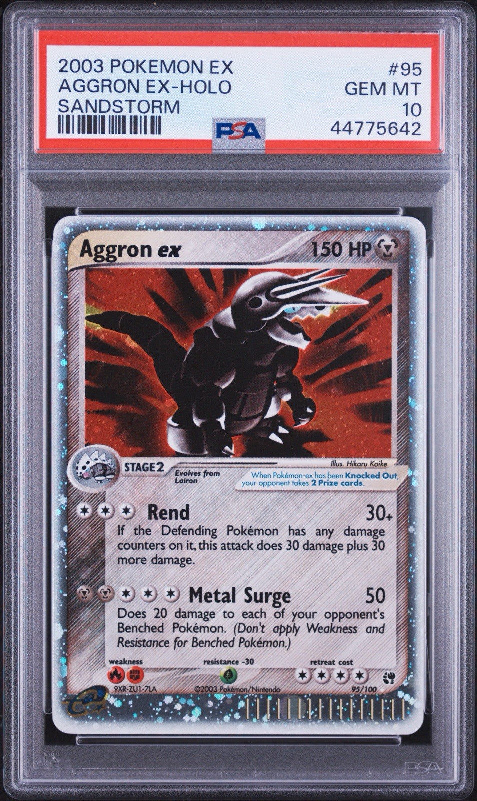 2003 Pokemon EX Sandstorm Aggron EX Holo #95 PSA 10 Gem Mint 2003 Pokemon EX Sandstorm Aggron EX Holo #95 PSA 10 Gem Mint