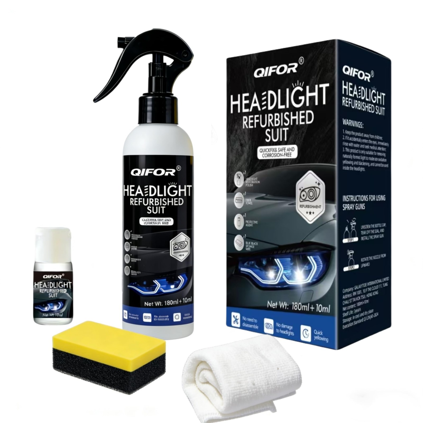 QIFOR Automotive Headlight Restoration kit,Oxidized and yellowed Automotive... 