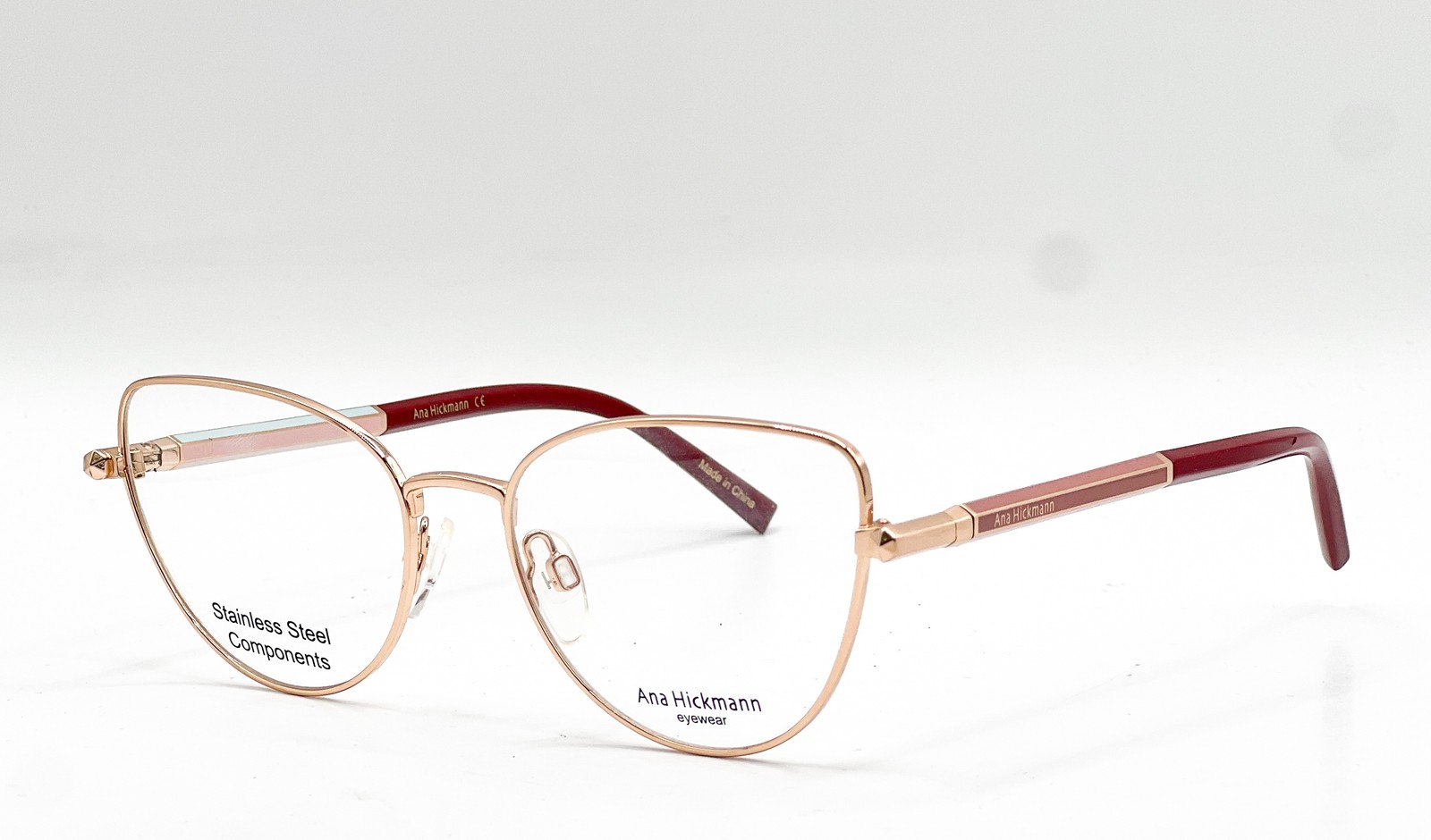 NEW ANA HICKMANN AH1372S 05B BLACK RED AUTHENTIC EYEGLASSES 52-16.5