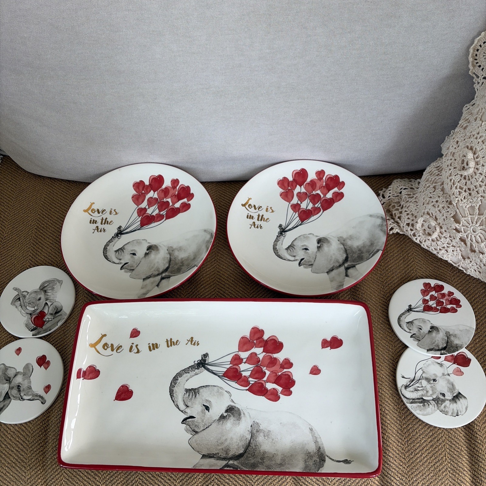 Pier 1 Love Is In The Air Elephant Hearts Valentine collection. Plates etc Pier 1 Love Is In The Air Elephant Hearts Valentine collection. Plates etc
