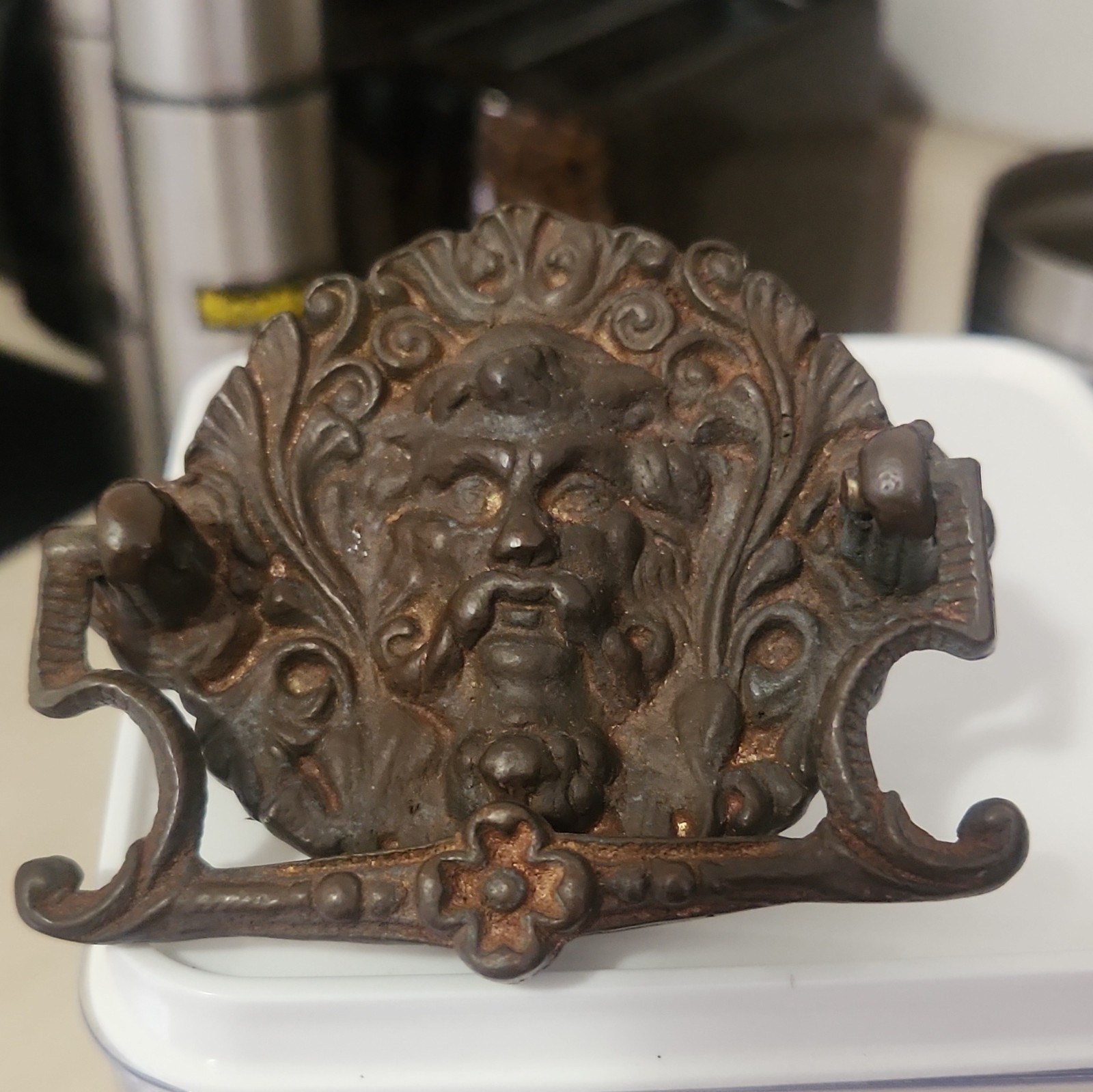 Antique Brass  Door Knocker. Roman God Bacchus