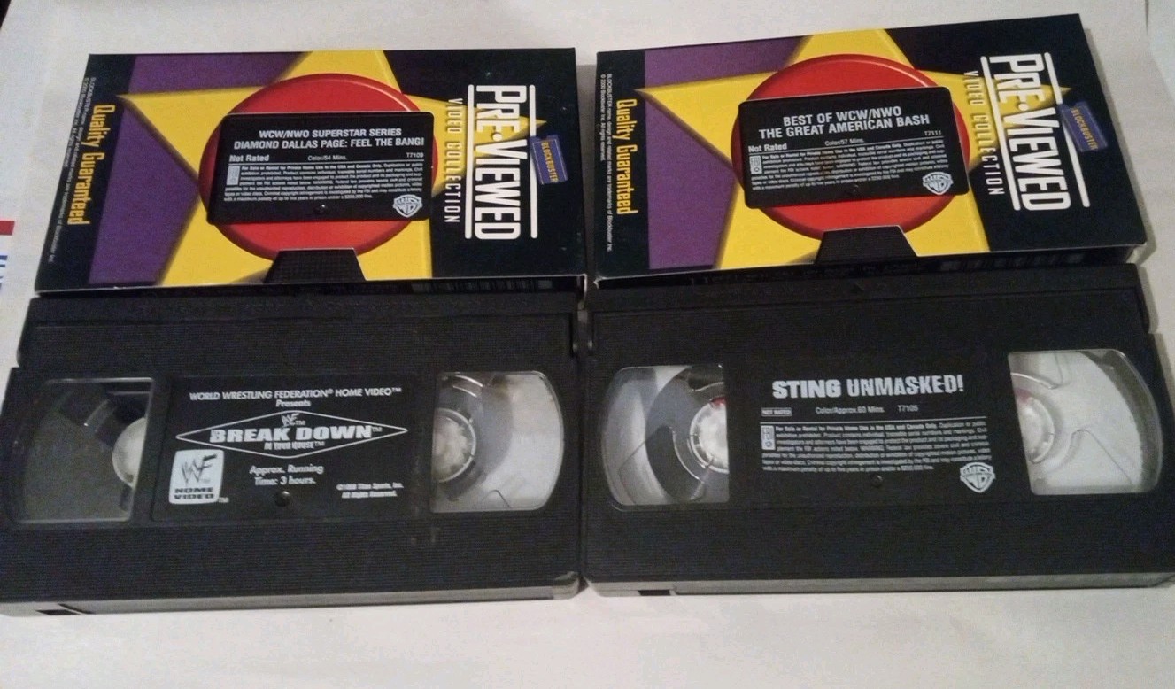 WWF WCW WWE 4 VHS Lot 90s Pro Wrestling Sting DDP Breakdown 98