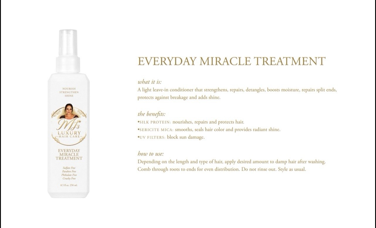 MJ\'s Luxury Hair Care Everyday Miracle Leave-In Spray Treatment 8.5 fl oz MJ\'s Luxury Hair Care Everyday Miracle Leave-In Spray Treatment 8.5 fl oz