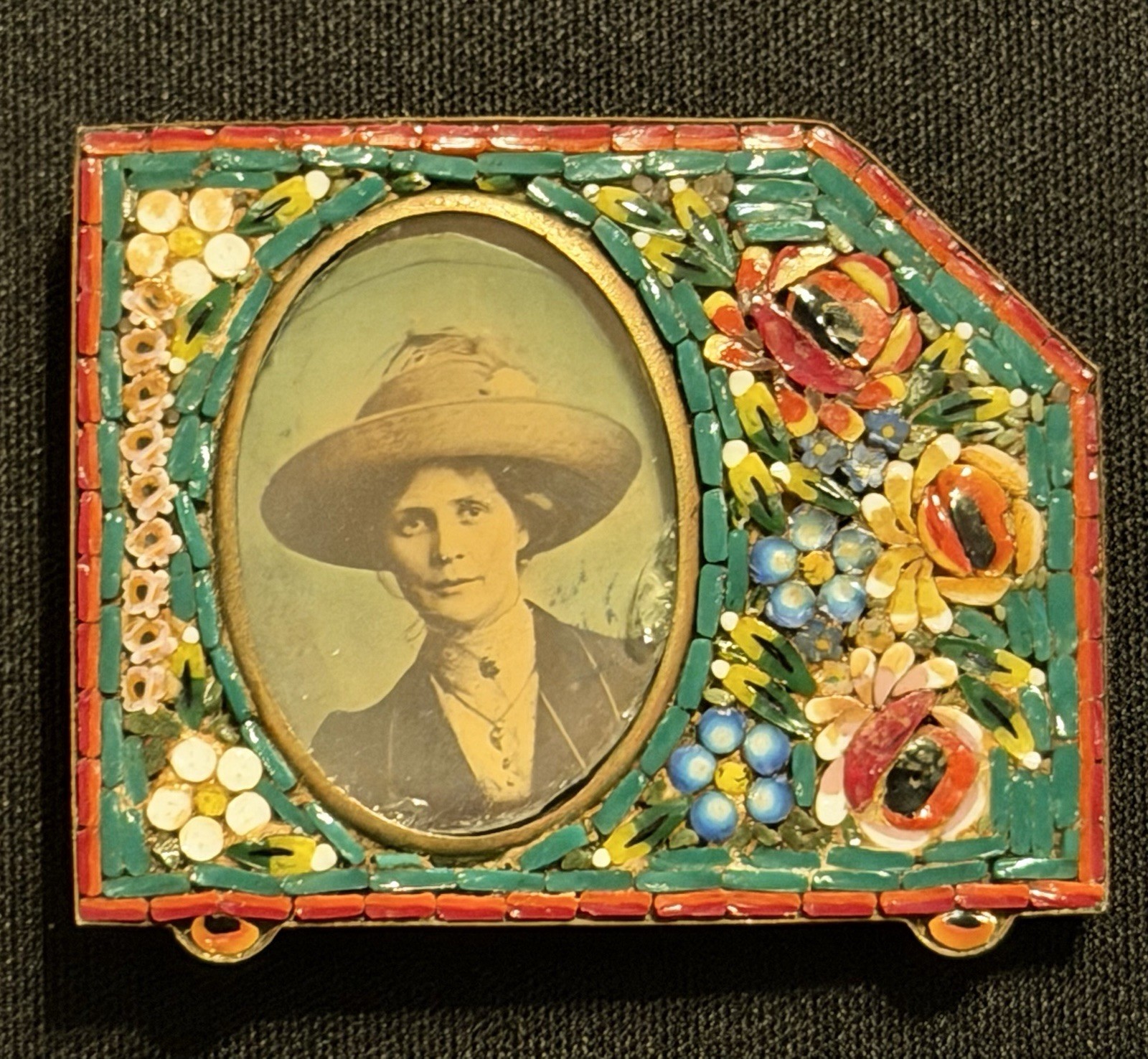 Antique 1914 Italian Micro Mosaic Floral Picture Frame Rare Antique 1914 Italian Micro Mosaic Floral Picture Frame Rare
