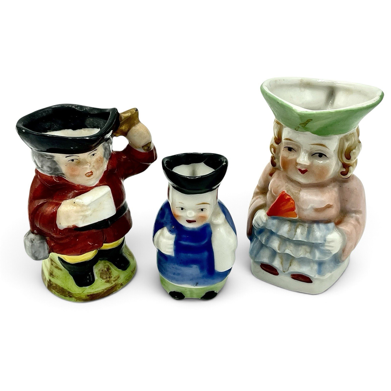 Vtg Lot 3 Pico Occupied Japan MINIATURE Pitchers Colonial Family Porcelain EUC