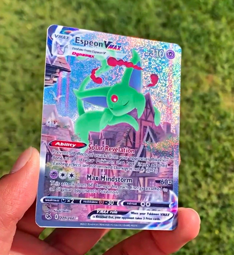 Pokemon Espeon VMAX Custom Shiny Edit Card Secret Rare Full Art Holo *READ*