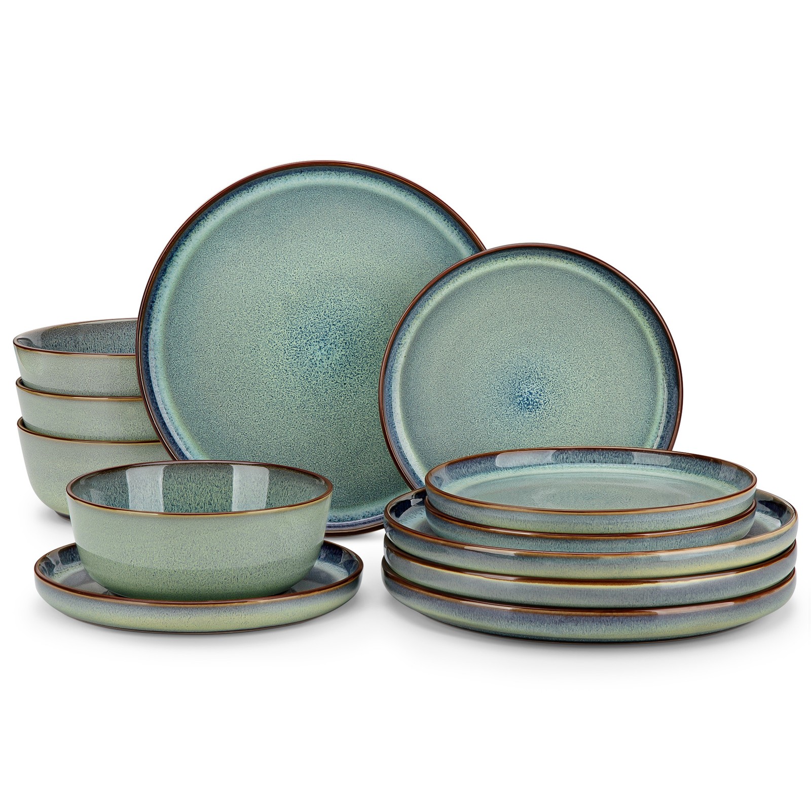 vancasso 4/12/16/18/24-Piece Blue Green Purple Stoneware Dinnerware Set for 4/6