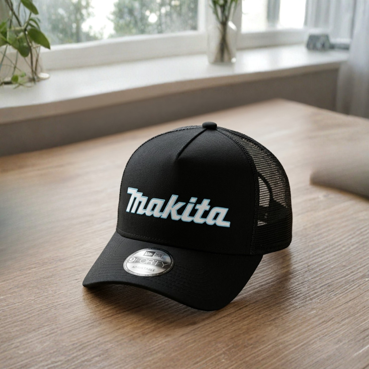 Makita Teal Logo Embroidered Trucker Hat Black Mesh Back Adjustable Workwear