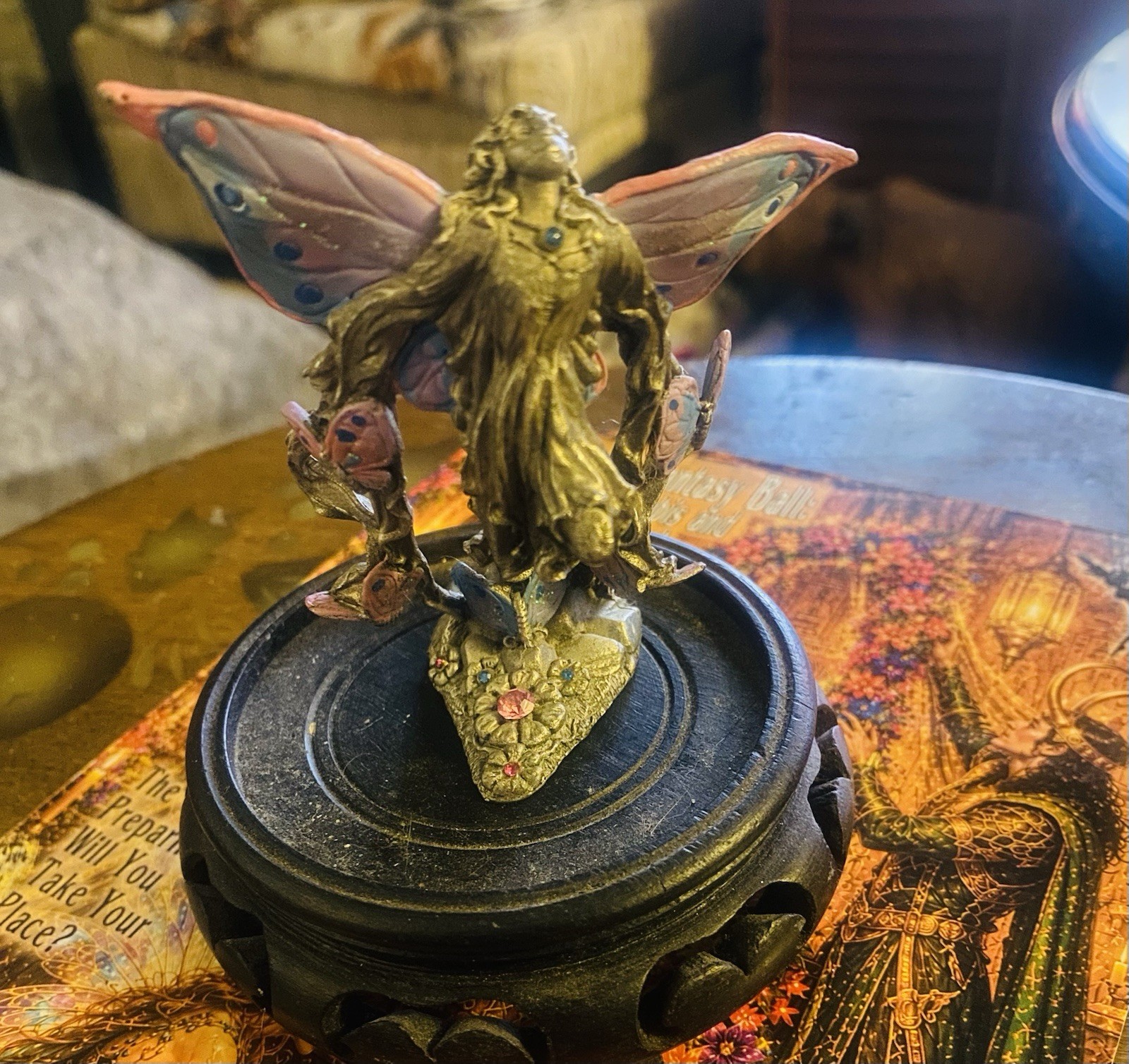 Vintage 1992 Gallo Pewter Fairy and Butterflies with Gemstones Beautiful Vintage 1992 Gallo Pewter Fairy and Butterflies with Gemstones Beautiful
