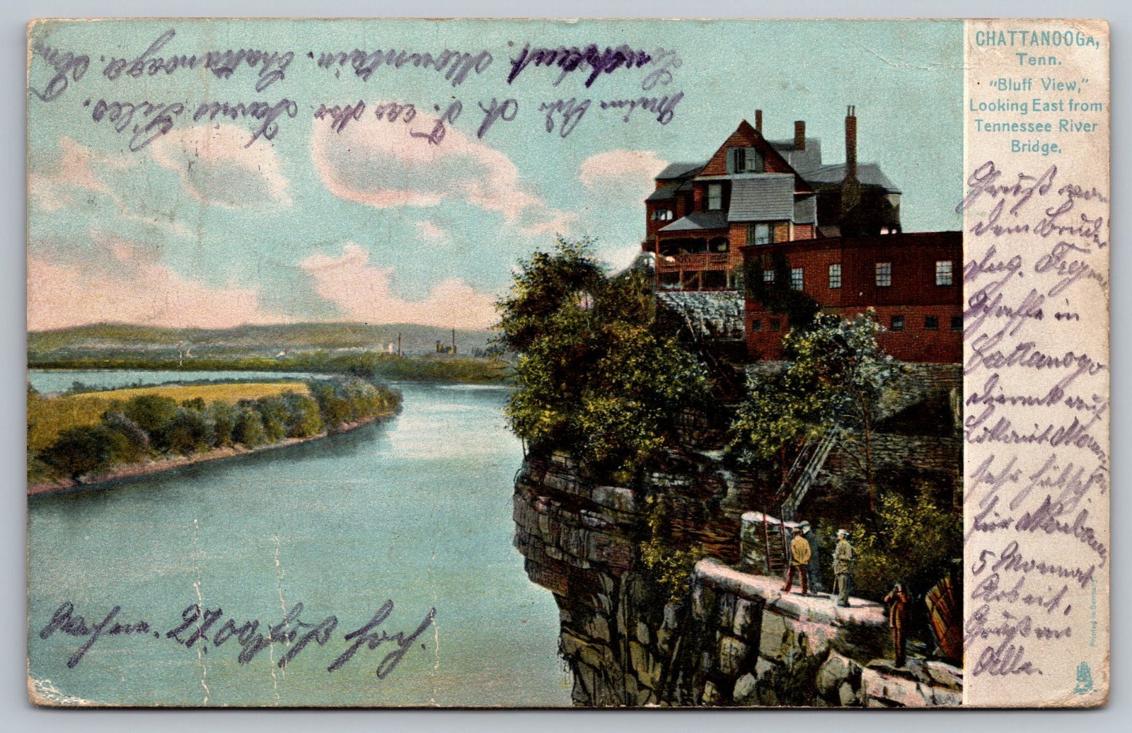 F 244,Chattanooga TN, Bluff View Looking East From Tennessee River Bridge, Tuck F 244,Chattanooga TN, Bluff View Looking East From Tennessee River Bridge, Tuck