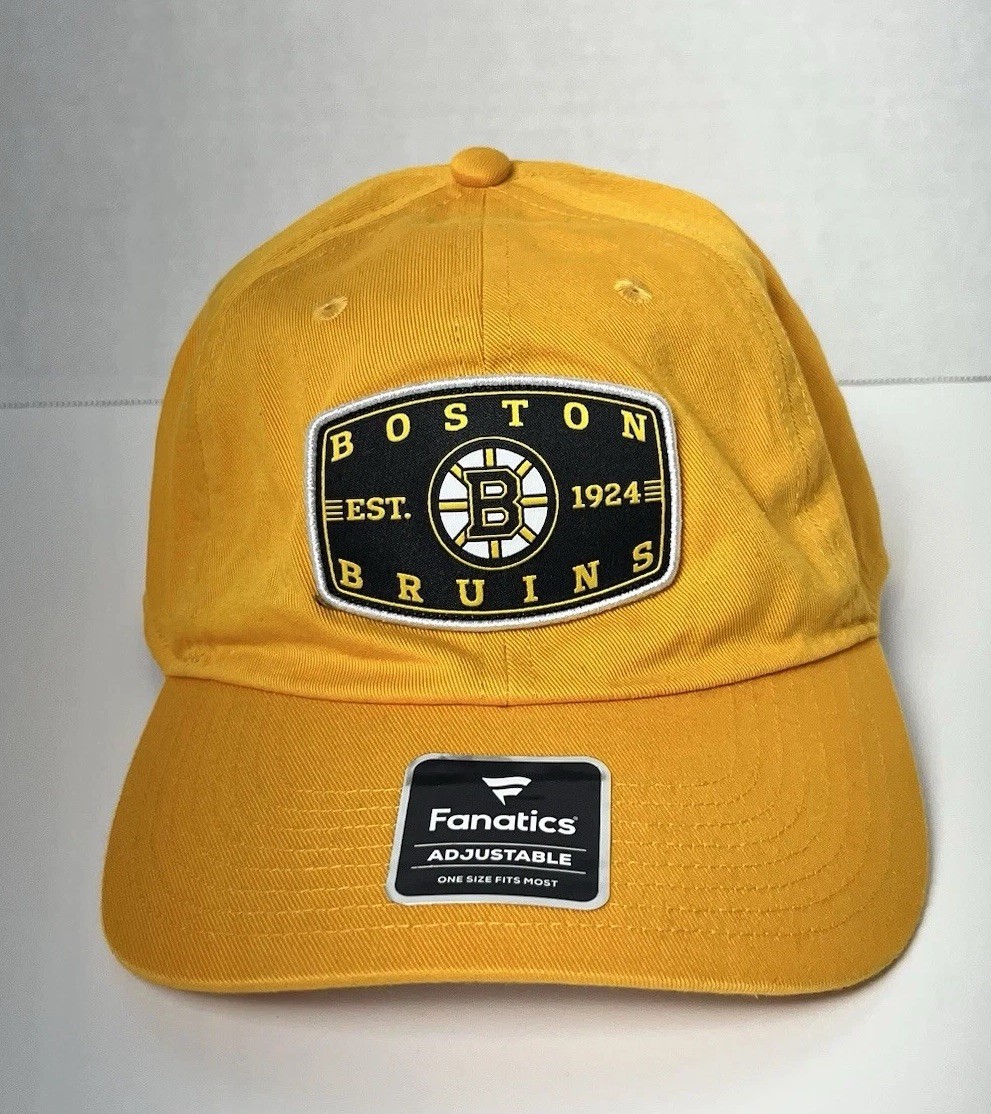 New Fanatics Boston Bruins Hat Cap Men's OSFM Yellow NHL Adjustable Strap New Fanatics Boston Bruins Hat Cap Men's OSFM Yellow NHL Adjustable Strap