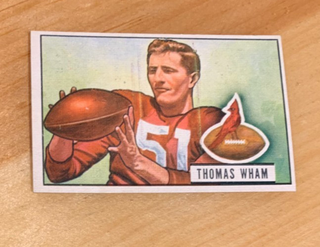 Rare 1951 Bowman #64 Thomas Wham Chicago Cardinals Excellent Print Lines Rare 1951 Bowman #64 Thomas Wham Chicago Cardinals Excellent Print Lines
