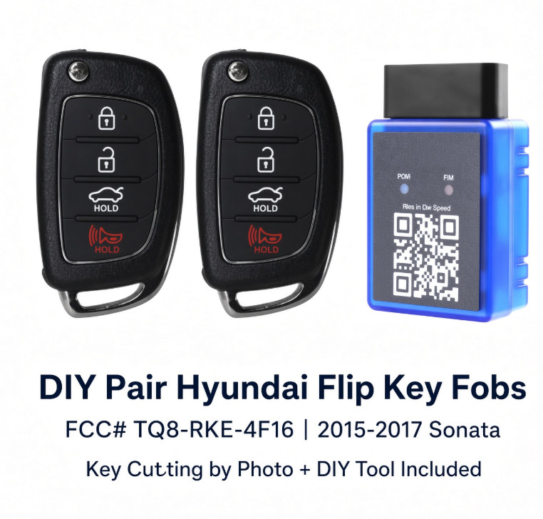 DIY Pair Hyundai Sonata Flip Key TQ8-RKE-4F16 2015-17 + Key Cutting