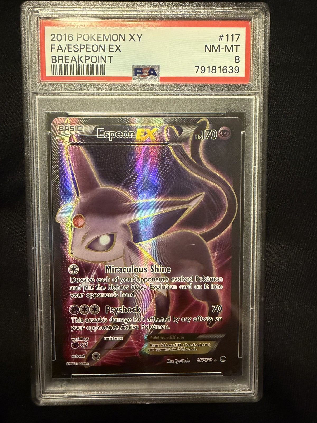 Espeon EX (Full Art) 117/122 XY - BREAKpoint Ultra Rare Pokemon Card PSA 8 🔥 Espeon EX (Full Art) 117/122 XY - BREAKpoint Ultra Rare Pokemon Card PSA 8 🔥