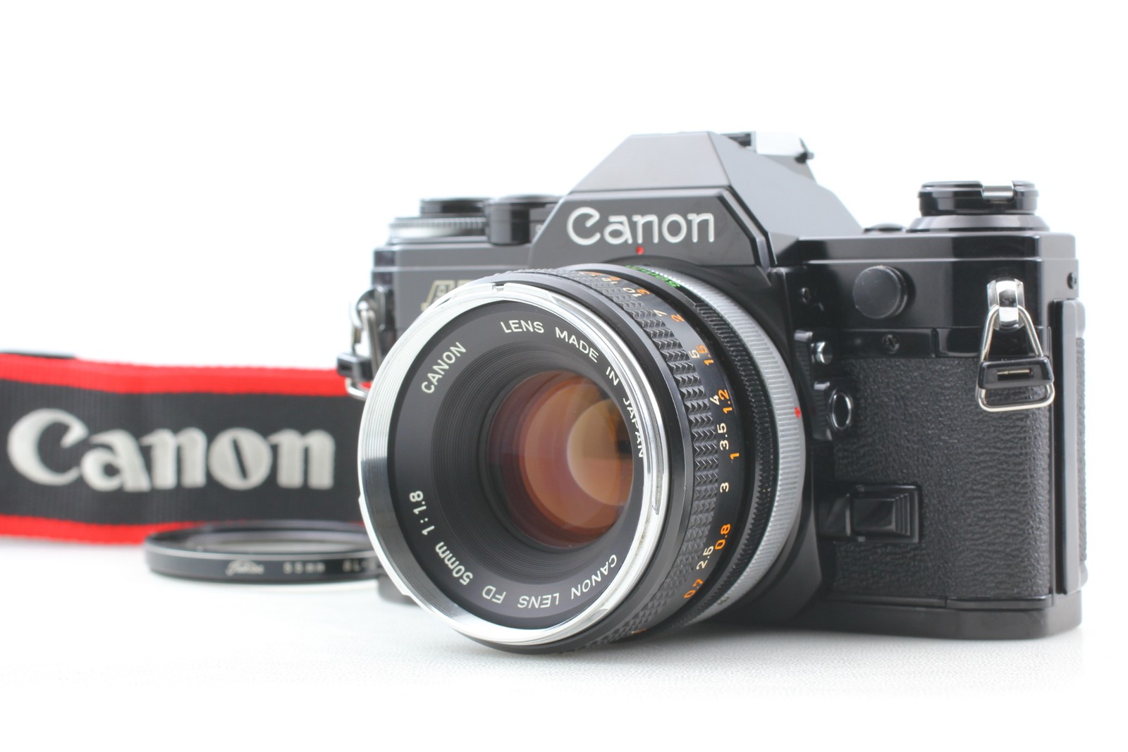 [ N MINT ] Canon AE-1 Black 35mm SLR Film Camera + FD 50mm f/1.8 Lens From JAPAN