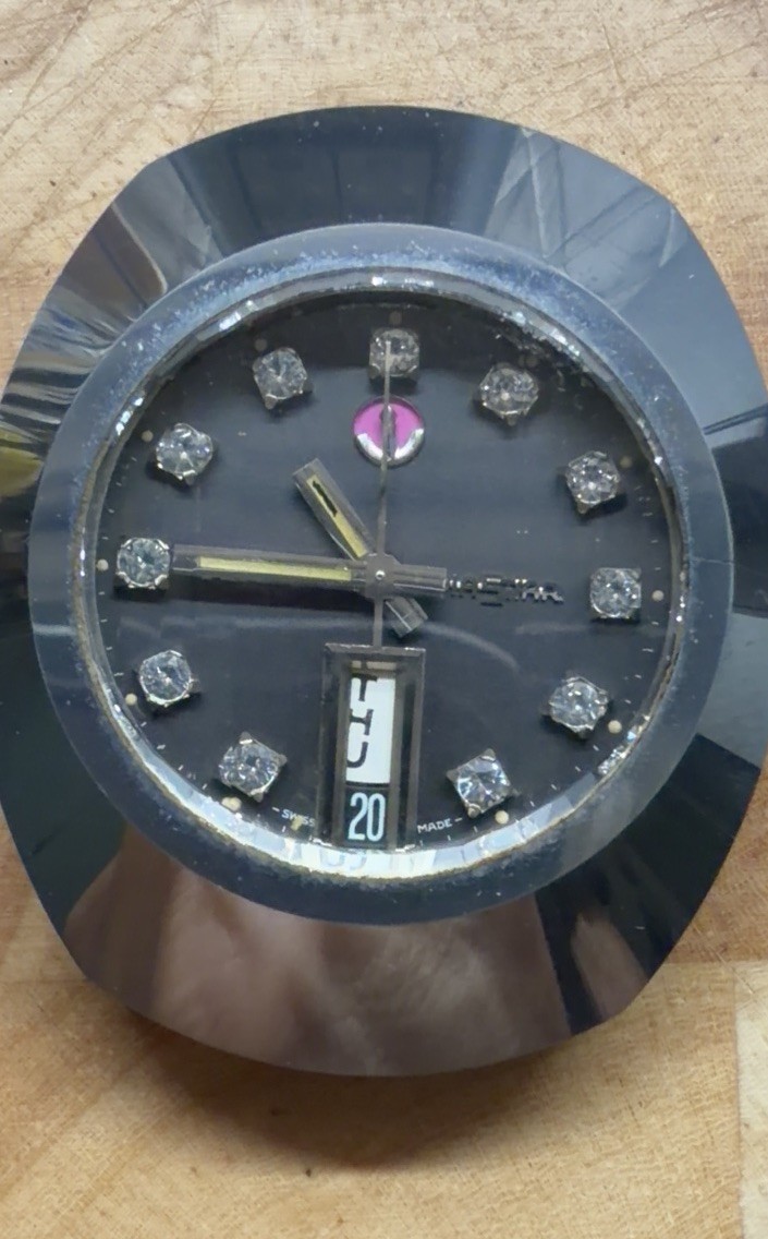 Vintage Rado DiaStar 8 Automatic Watch Head - RUNS, Stuck Crown (As-Is/Repair) Vintage Rado DiaStar 8 Automatic Watch Head - RUNS, Stuck Crown (As-Is/Repair)