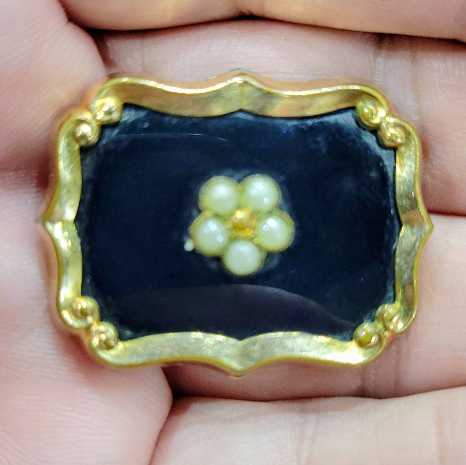 Antique Victorian Mourning Pin Brooch w Seed Pearls Gold Filled 1800s Antique Victorian Mourning Pin Brooch w Seed Pearls Gold Filled 1800s