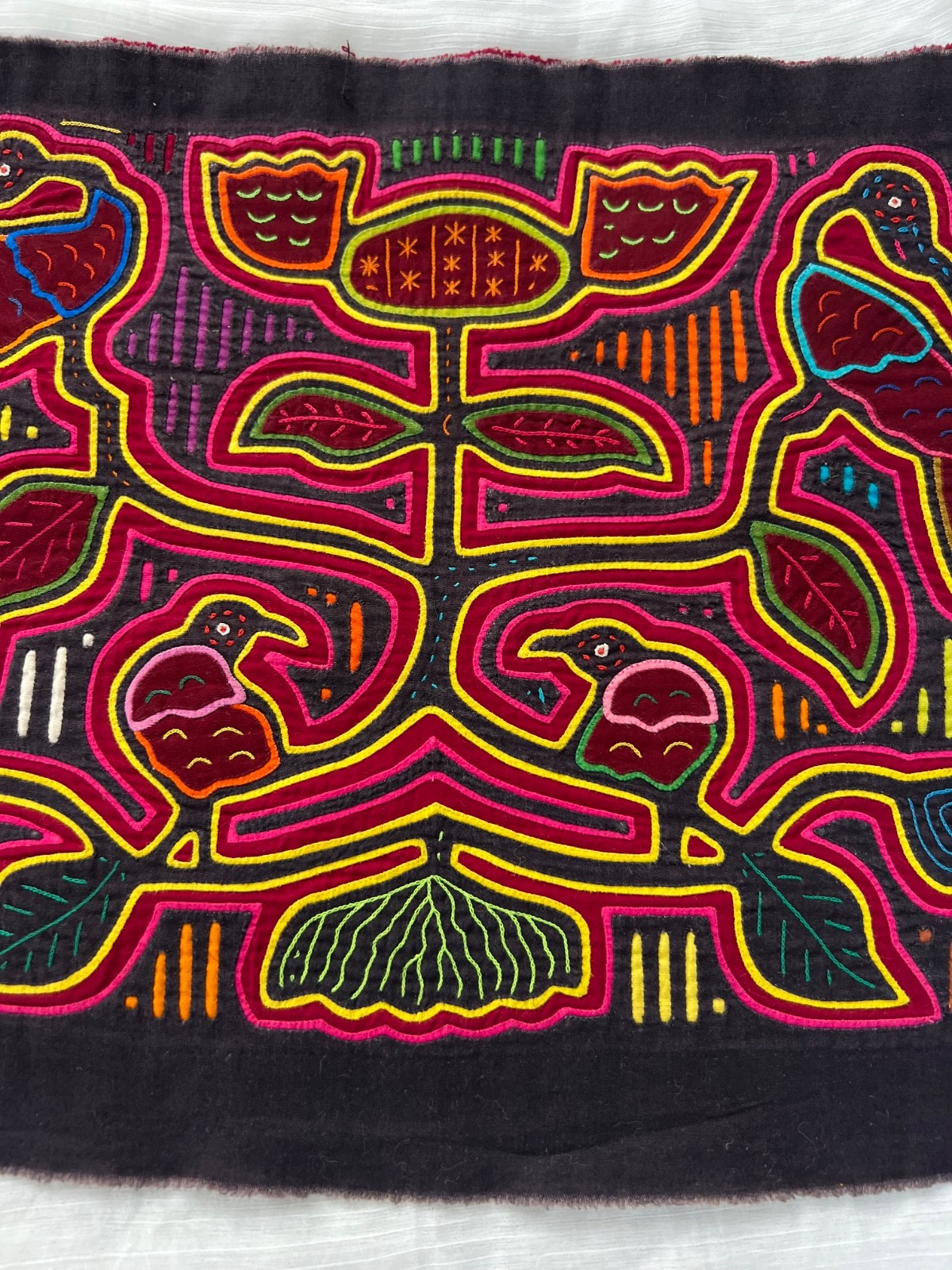 vintage kuna Indian mola panama folk art appliqué textile needlework S2