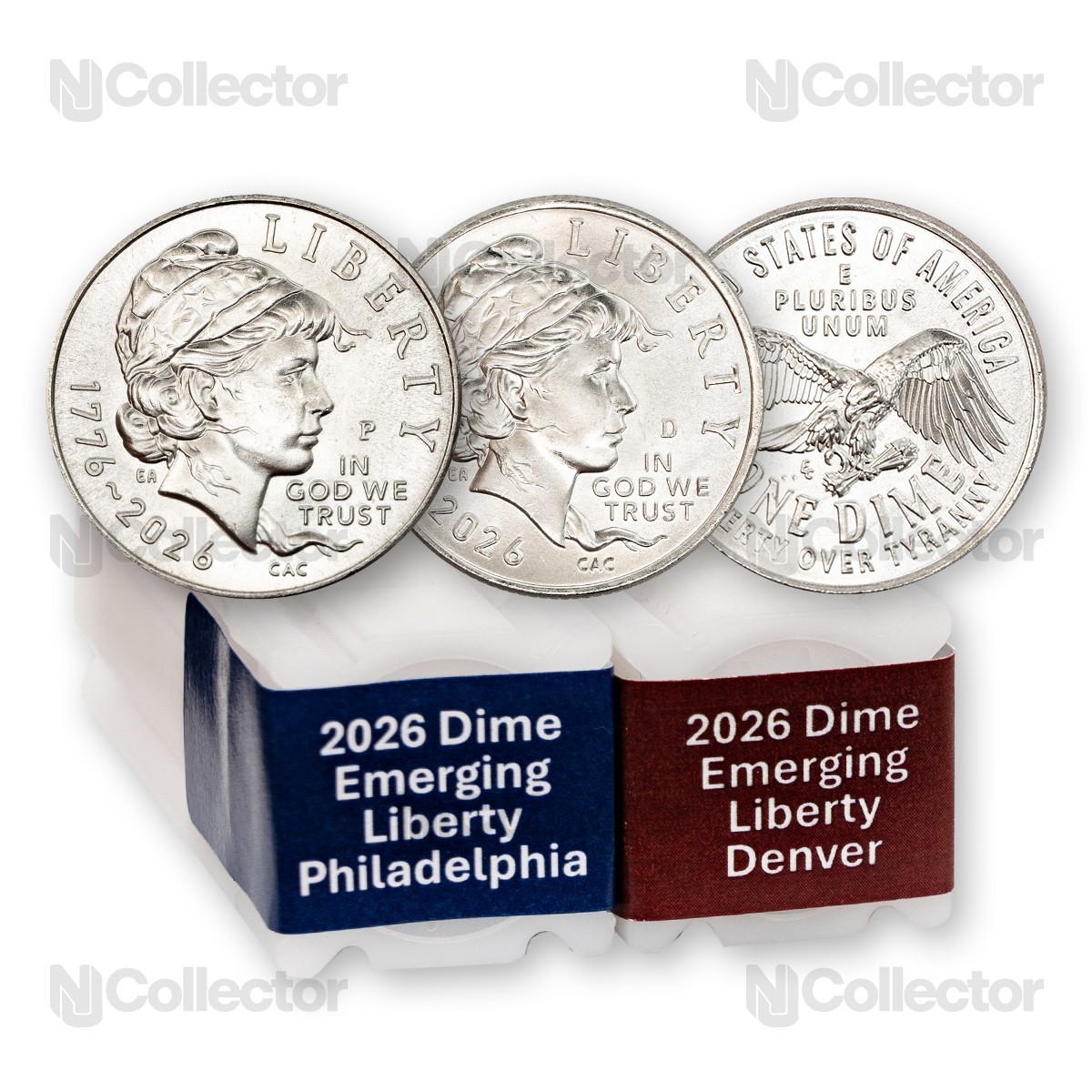 2026 P & D Emerging Liberty Dime America 250 Uncirculated 2 Roll Set 100 Coins