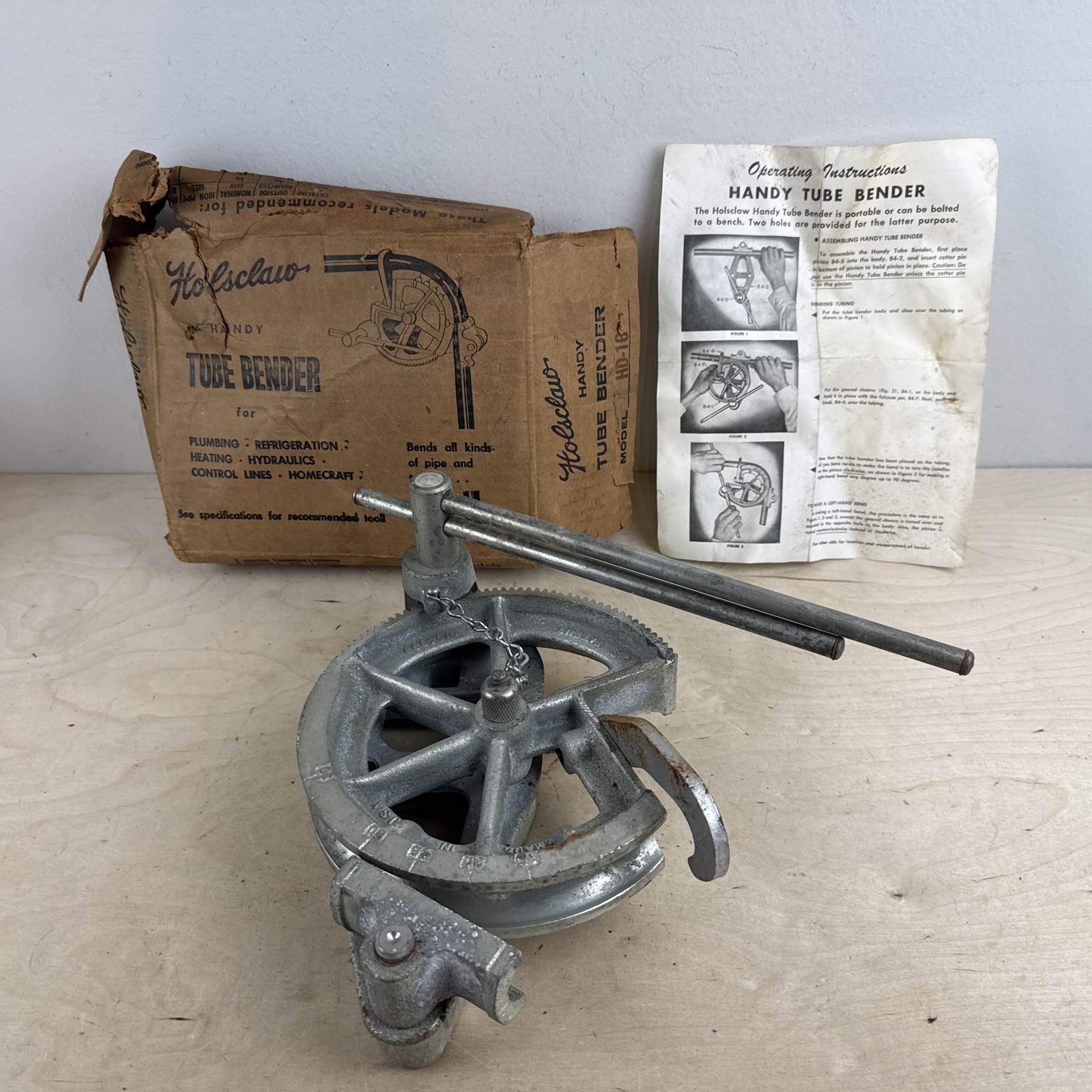 HD-16 VINTAGE Heavy Duty  HOLSCLAW BROS. HANDY TUBE BENDER 1” OD MADE IN USA