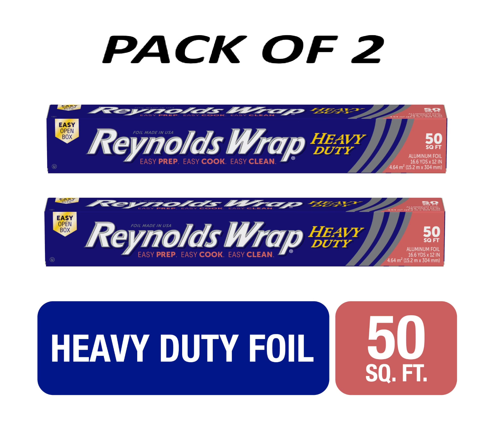 Reynolds Wrap Heavy Duty Aluminum Foil, 12 Inch Wide, 50 Sq. Ft 2 Pack Reynolds Wrap Heavy Duty Aluminum Foil, 12 Inch Wide, 50 Sq. Ft 2 Pack