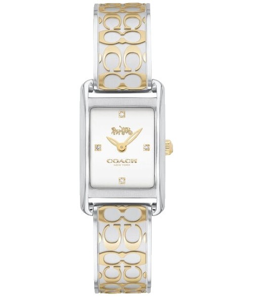 Coach Allie 14503381 Silver White Logo Dial Two Tone Bangle Women\'s Watch