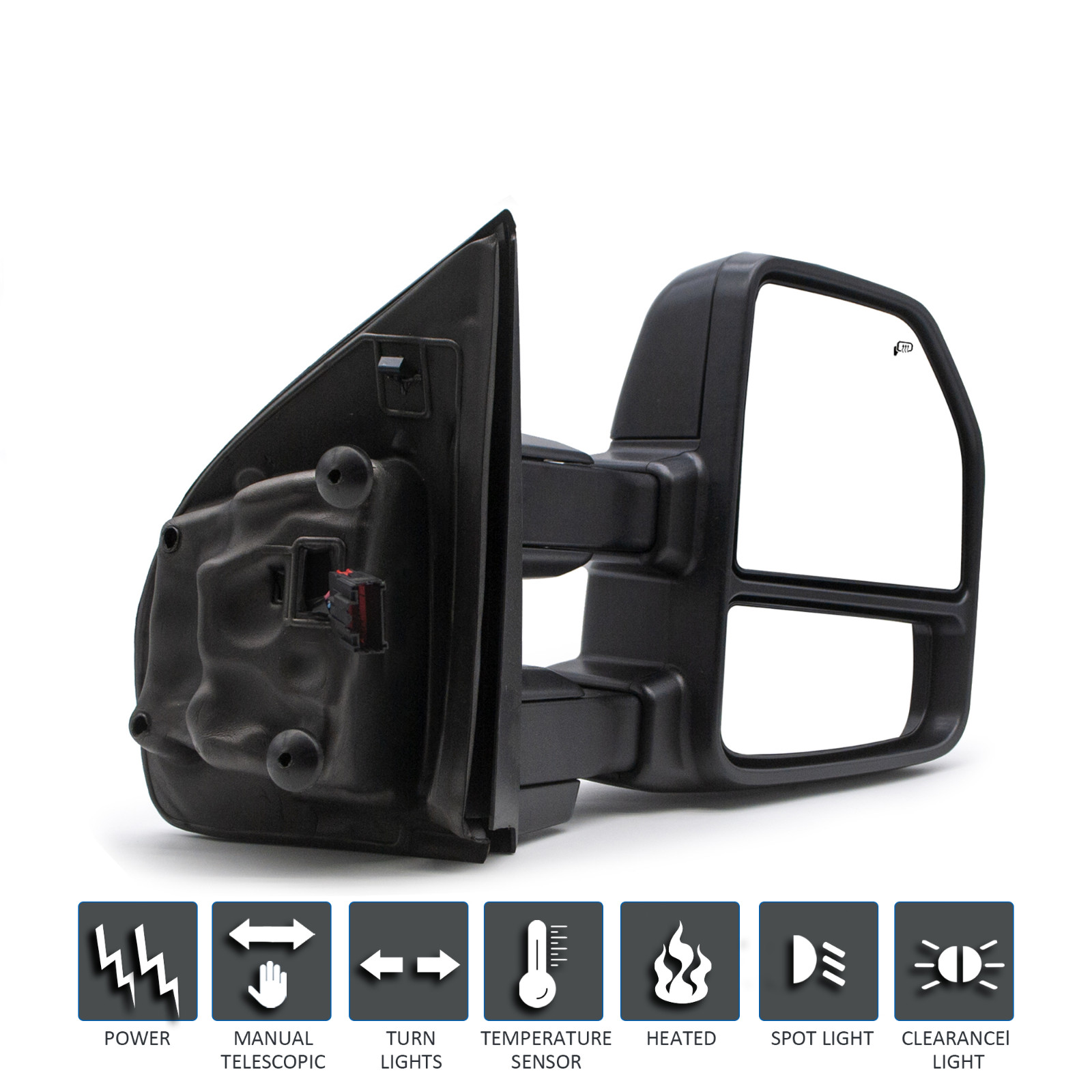 Tow Mirror For 2017-2019 Ford F250 F350 Power Heated Signal Passenger Right Side