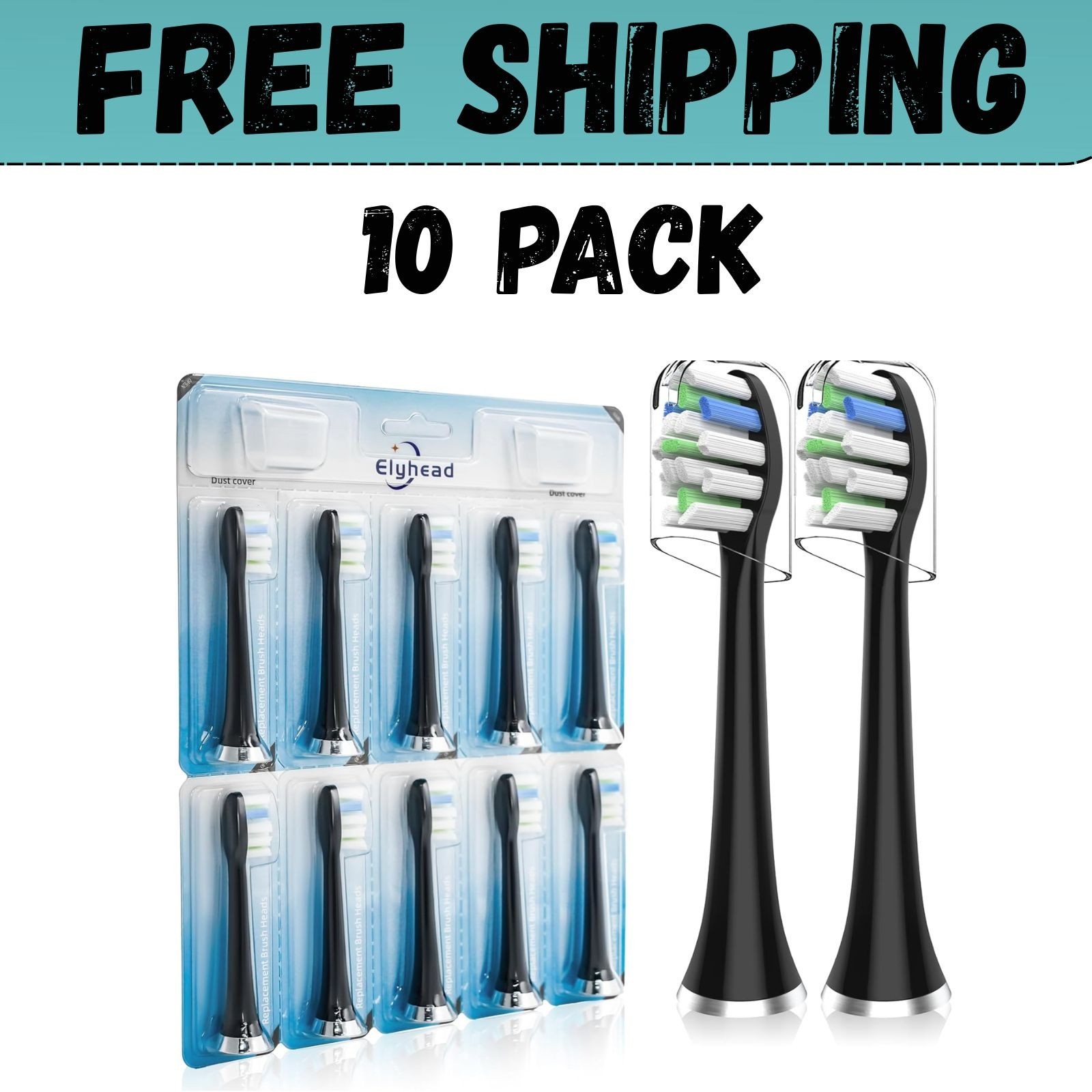 Toothbrush Heads 10-Pack for Aquasonic Black/Vibe/Duo Series Medium Bristles Toothbrush Heads 10-Pack for Aquasonic Black/Vibe/Duo Series Medium Bristles
