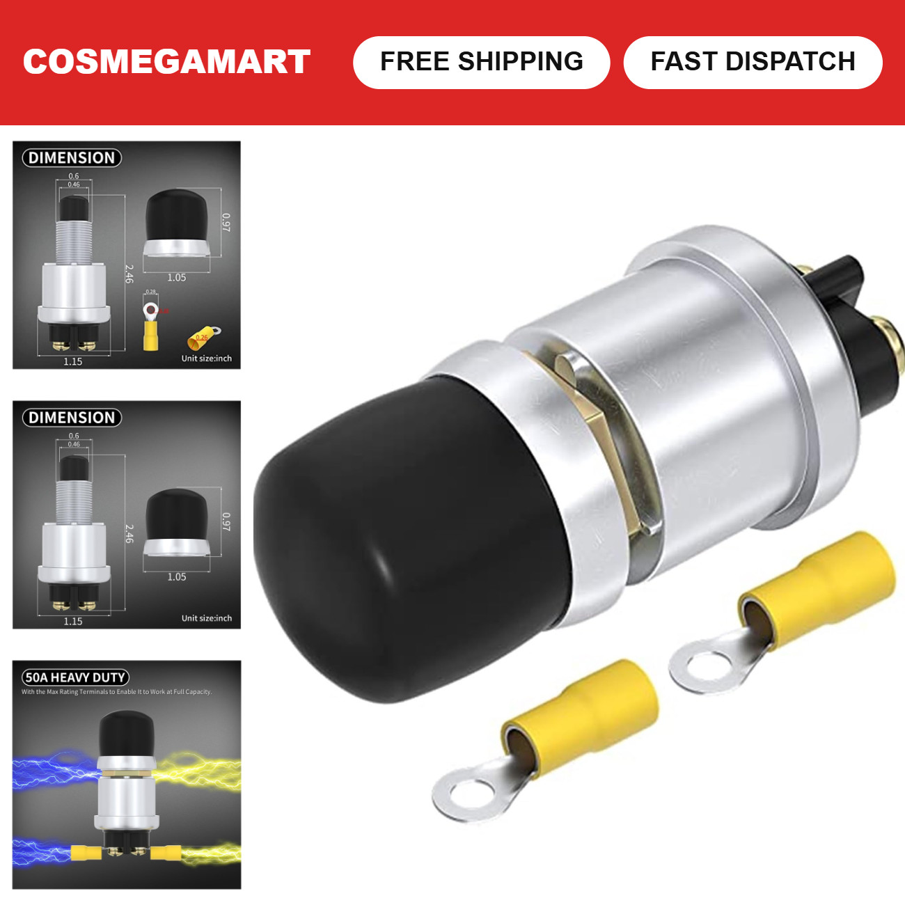 Waterproof Push Button Starter Switch 12V/24V Heavy Duty Ignition Start 50A Car Waterproof Push Button Starter Switch 12V/24V Heavy Duty Ignition Start 50A Car