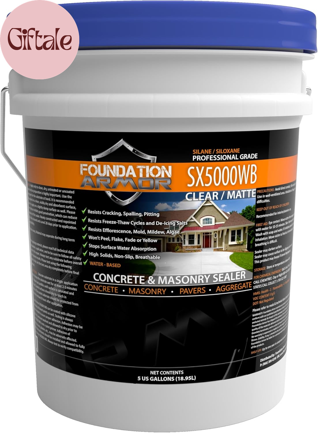 Armor SX5000 WB Natural-Look Penetrating Water-Based Silane Siloxane Concrete Se
